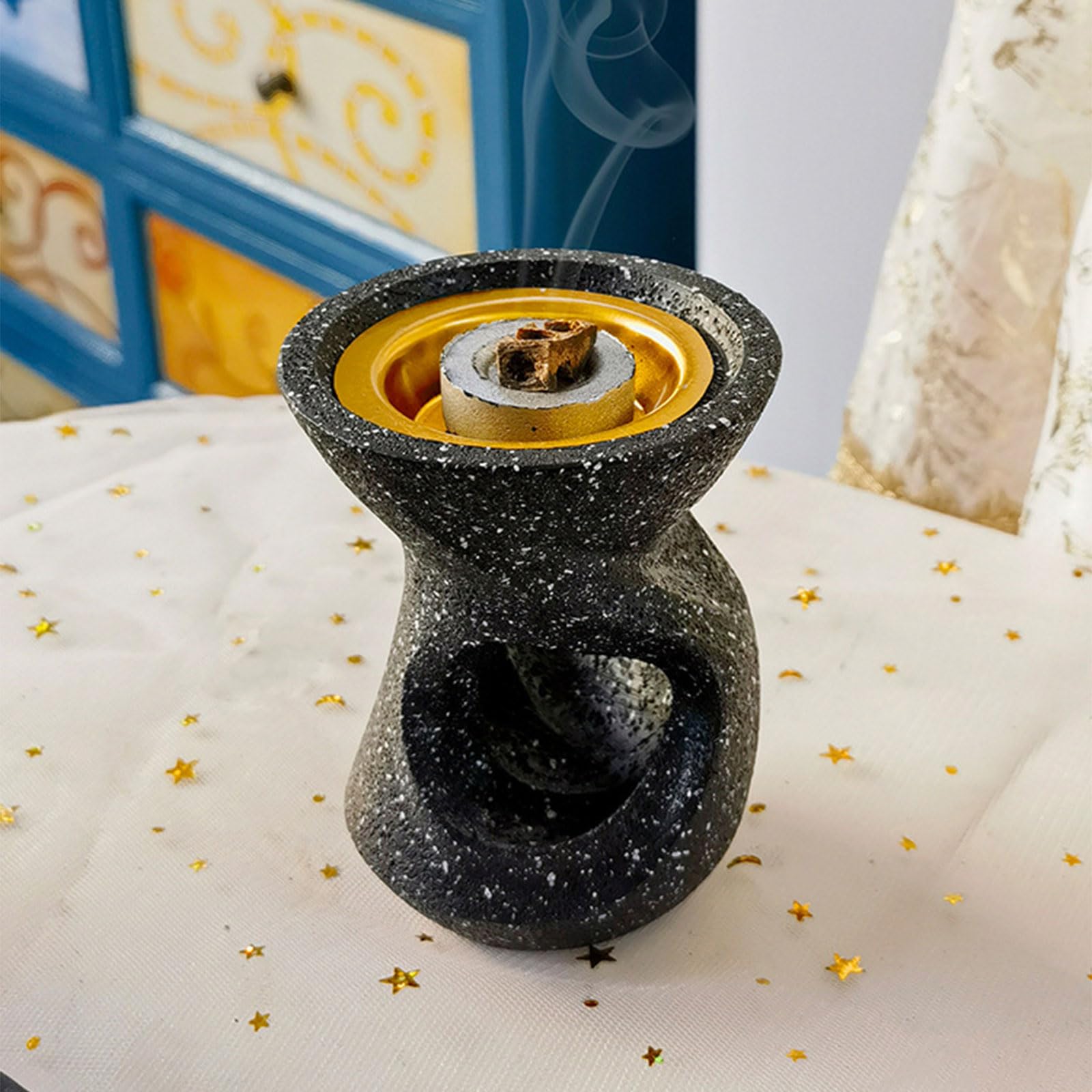 Kominek do aromaterapii, Aromaterapie Bliskiego Wschodu, uchwyt na kadzidełka do dekoracji domu, biura, jogi, dyfuzor zapachowy(Black)