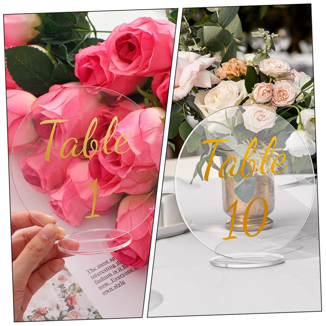 GLEAVI 3 Sätze Runde Transparent Tischkarten Hochzeitsplatzkarten Mit Basis Für Veranstaltungen Für Hochzeiten Partys Und Besondere Anlässe 5 Stück * 3