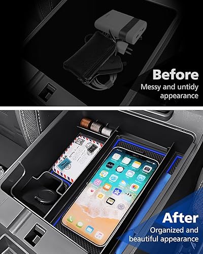 Miniatura 5 de FIILINES Organizador de consola central para Nissan Frontier 2024 2023 2022, bandeja de consola ABS, caja de almacenamiento para reposabrazos de