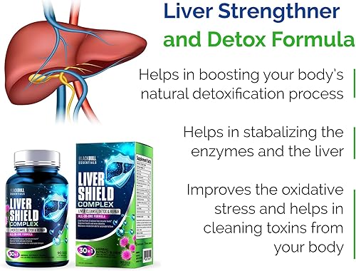 Miniatura 9 de Blackbull Liver Cleanse Detox & Repair - Suplemento de apoyo hepático a base de hierbas con cardo mariano raíz de diente de león, cúrcuma y extracto