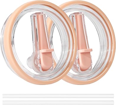2 Pack 40 ozFlip Straw Lid Replacement for Tumbler, Spill Proof Leakproof Tumbler Lid Compatible with Stanley Cup Accessories Pink