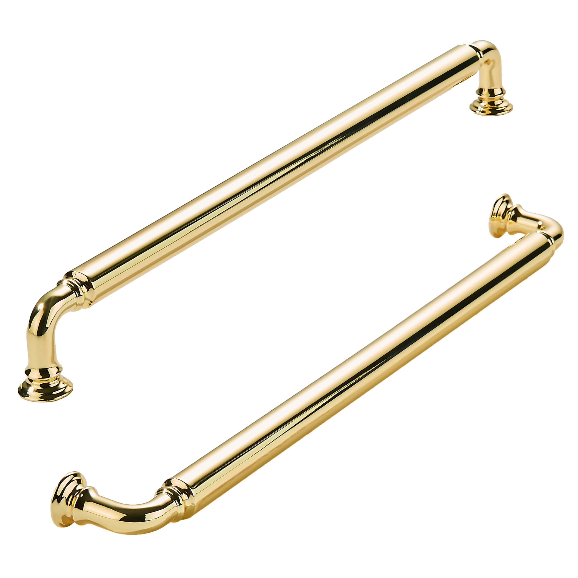 khtumeware 2-Pack Polished Brass Heavy-Duty Solid Cabinet Pulls, 12 Inch(305mm) Hole Center,Polished Gold Drawer Pulls, Cabinet Hardware, Suitable for