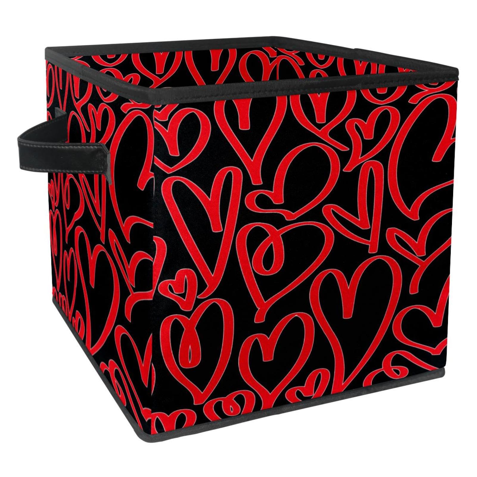 Cube de rangement maison en tissu à motif cœurs pour chambre à coucher cosy