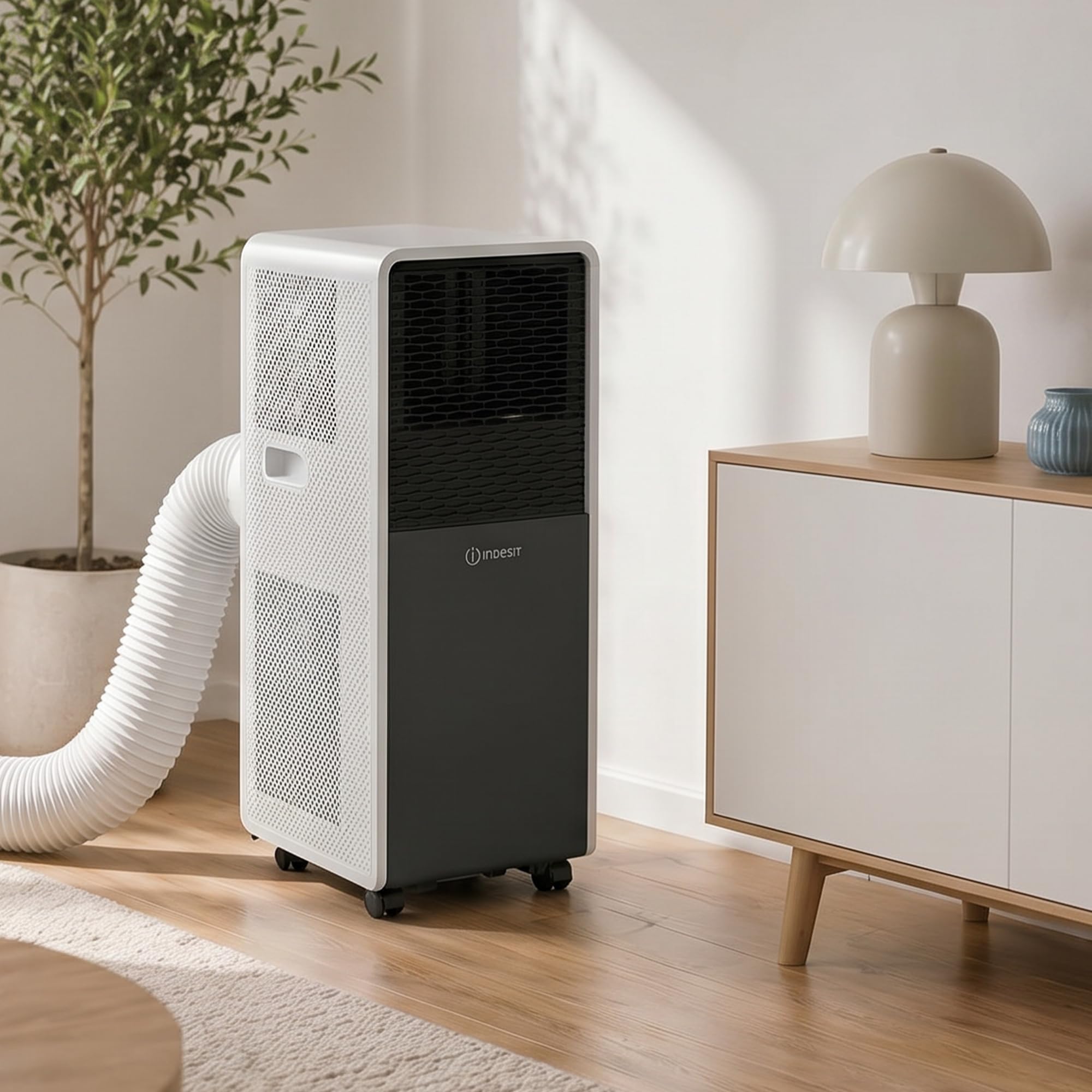 INDESIT PAI27COW - Condizionatore Portatile 7000 BTU/h con Tubo di Scarico e Deumidificatore, Condizionatore Senza Unità Esterna - Aria Condizionata Portatile, Elettrodomestici per la Casa, Classe A