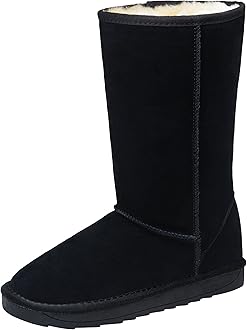VEPOSEWomen's Winter Snow Boots Warm Fur Mid Calf Tall Suede Fuzzy Slip on Shoes