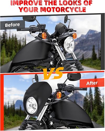 Miniatura 3 de Amazicha Máscara de carenado de faro delantero para Harley Davidson Sportster XL 883 1200 Dyna FX XL 1973-UP (negro mate)