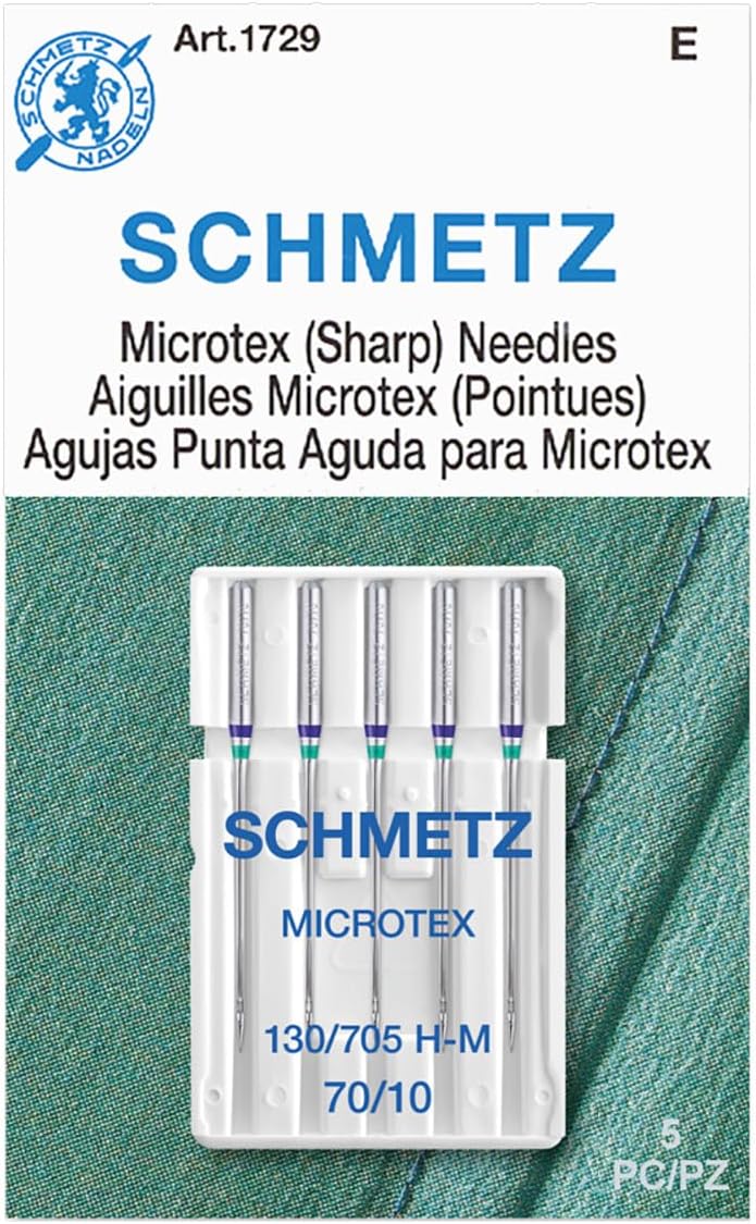 SCHMETZ Microtex Sharp Sewing Machine Needles - Quilting & Topstitching Supplies, Size 70/10, 5-Needle Card, Pack of 1