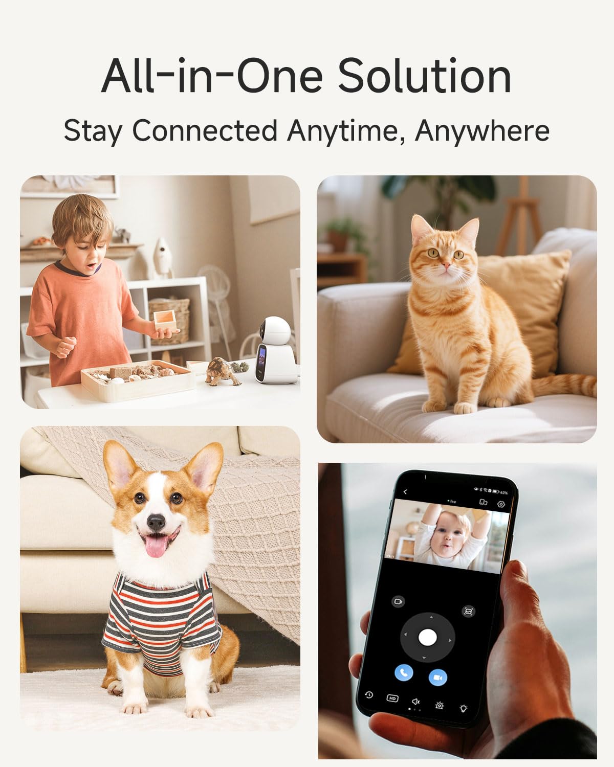 Noorio Pet Camera, 2K Indoor Baby Camera, 360°Dog Security Camera with Motion Tracking, 2.4G&5G, Free Local Storage - Image 3