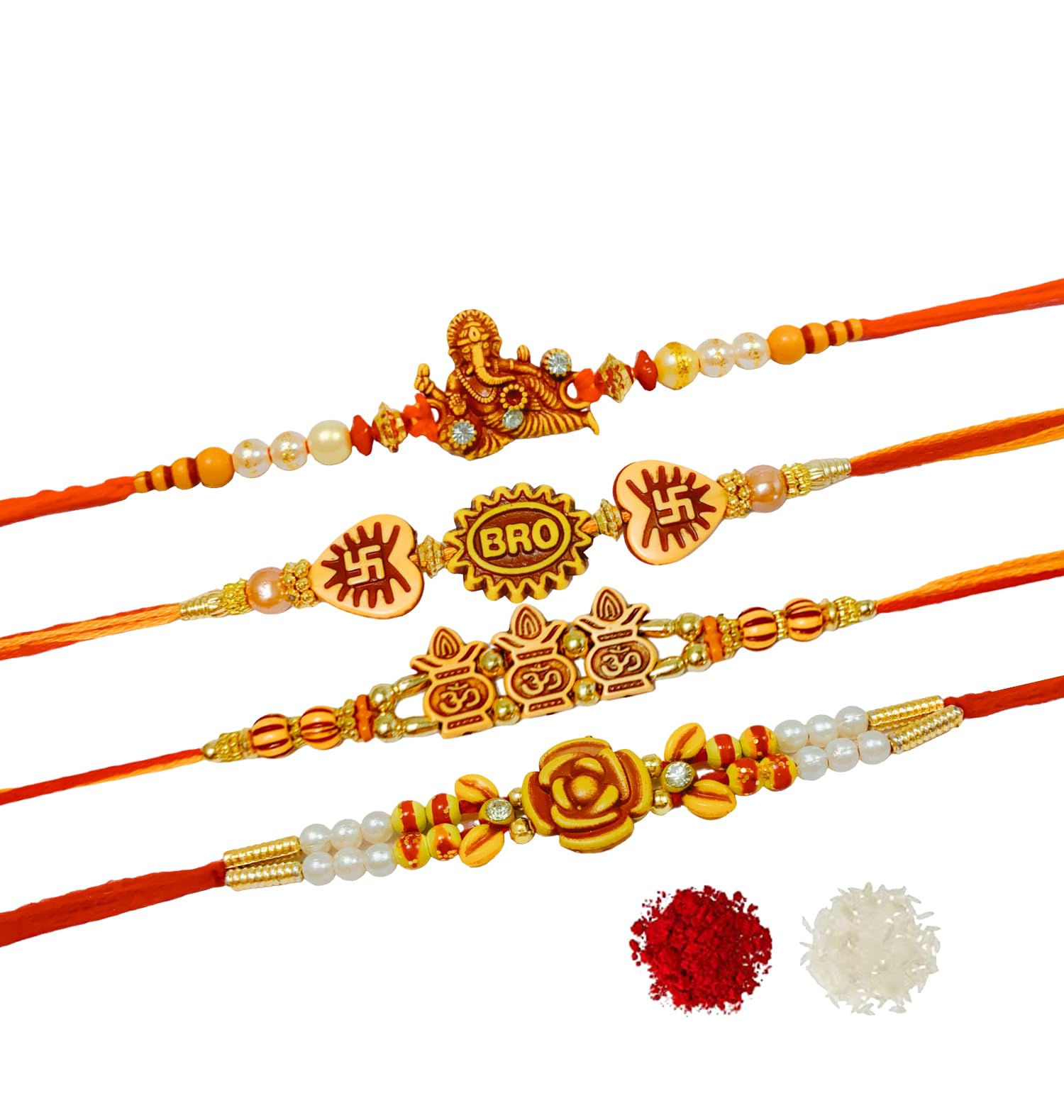 Evisha 4 Pcs Bhai Brother Rakhi For Brother | Rakhi For Bhai | Rakhi For Bhaiya Rakhi with Roli Chawal Packet 4 Rakhi Combo R-5-7-25-26 (B0C9XHR15B) Amazon Price History, Amazon Price Tracker