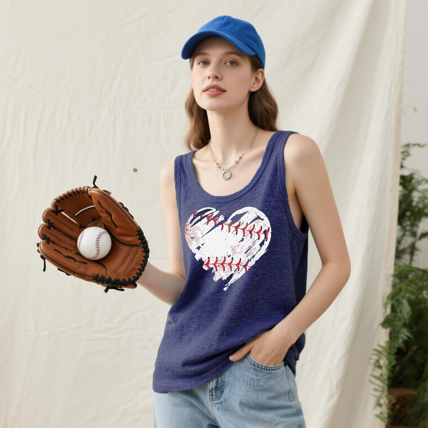 Baseball Tanks Top Women Cute Funny Baseball Graphic Vest Summer Racerback Sleeveless Shirt Baseball Match Gifts Shirt - Image 4