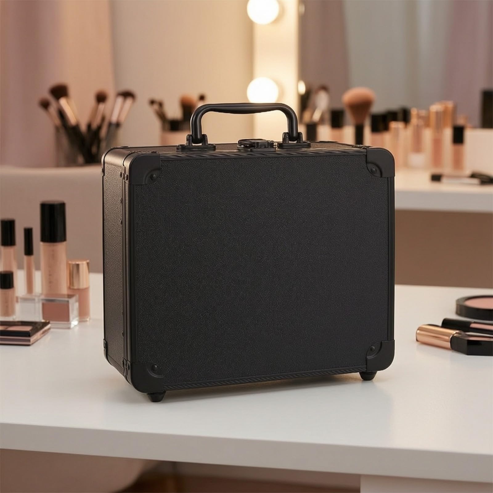 harayaa Mallte Maquillage | Modulable, Organisateur Cosmétiques Amovible, Portable, Boîte Rangement Cosmétique Séparateurs, Or Rose