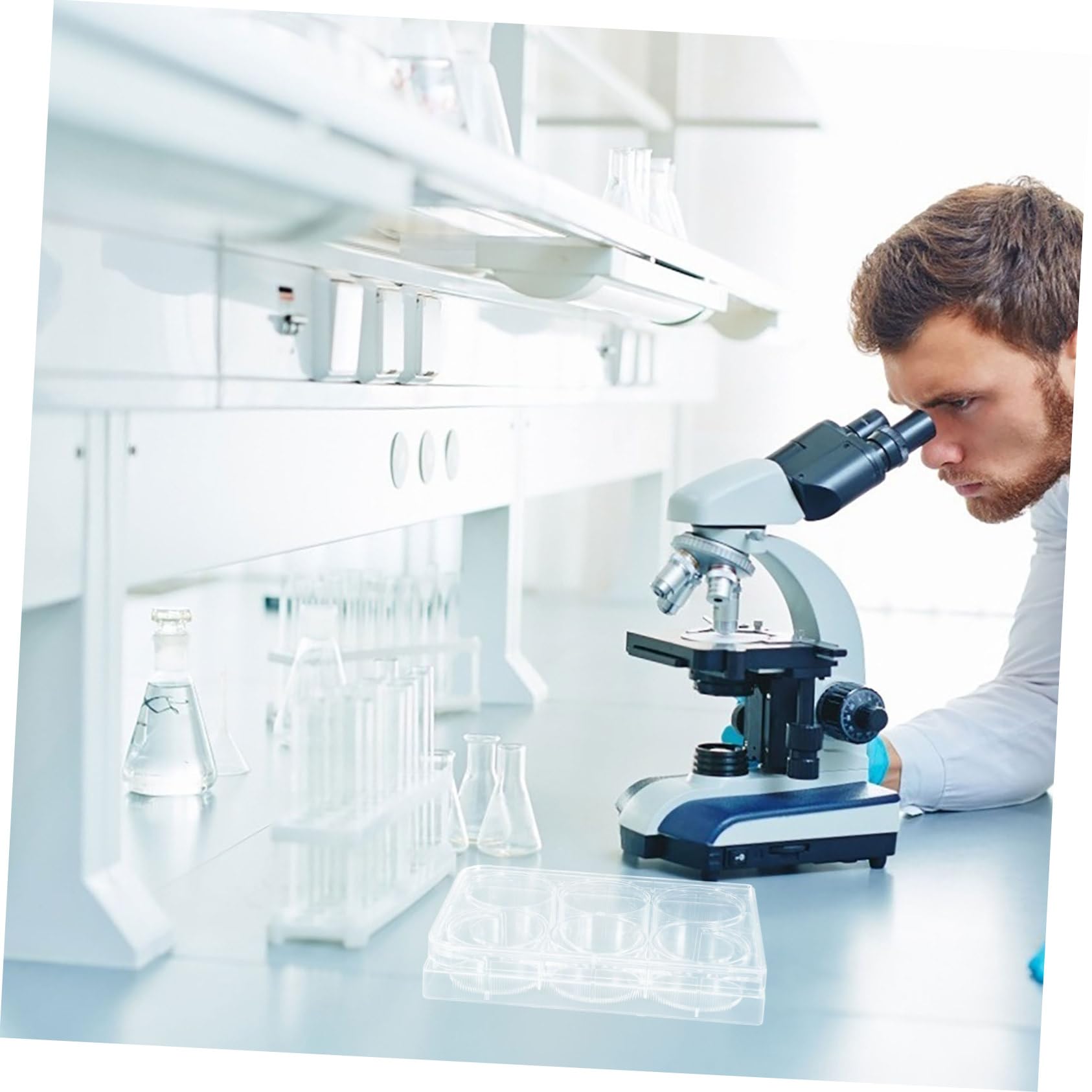 4 Pièces Plaque de Culture Tissulaire avec Couvercle Usage Unique et Polyvalente pour Laboratoire pour Expériences Cellulaires