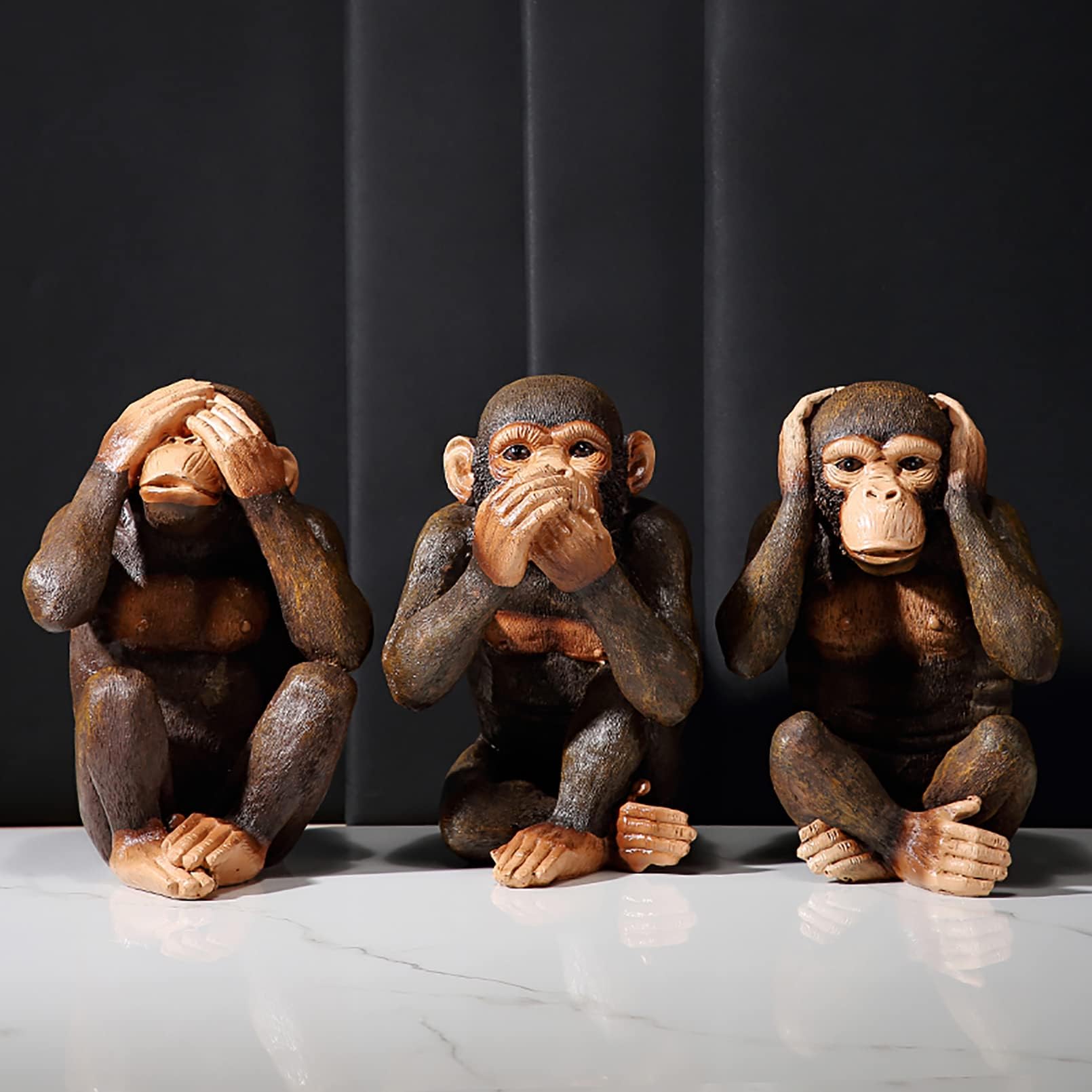 3 Monkey Statues-Hear No Evil See No Evil Speak No Evil 3 Wise Monkeys Sculpture for Home Decorations,Large Monkey Statue Office Decor for Men,Decoration Ornaments for Living Room,Shelf