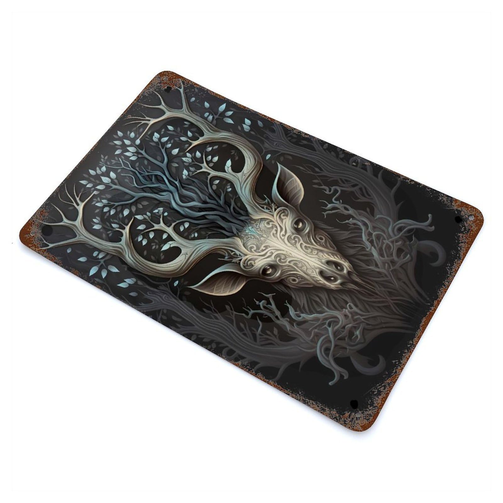 Caribou Wild Imagination Rustic Tin Plaque 11.8"x7.9", Ideal for Shed, Workshop And Garage Wall Decor