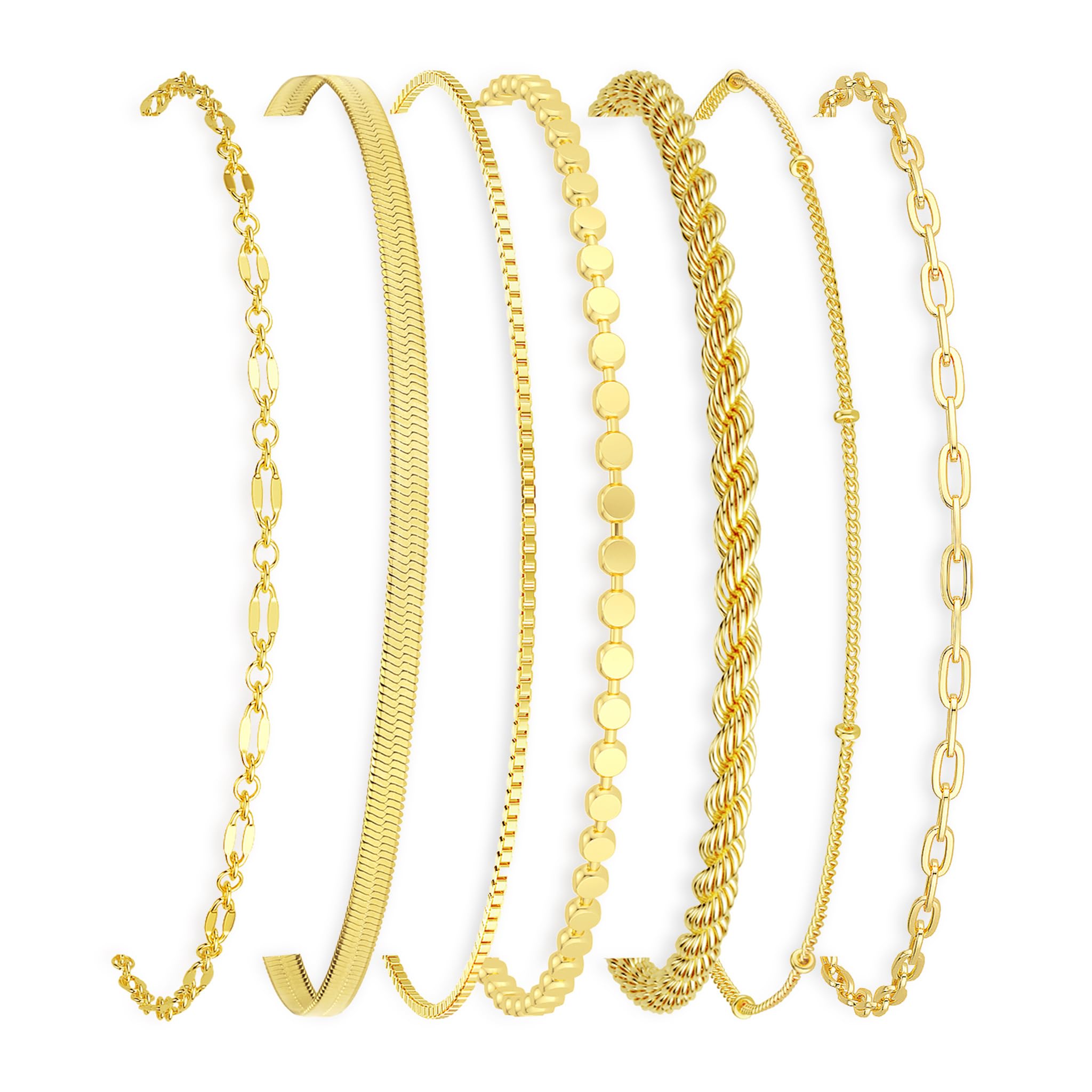 Amicon Gold Bracelets for Women,Dainty 14K Gold Plated Stack Set Trendy Stackable non tarnish Paperclip Chain Bracelets Gold Jewelry Sets Gifts for Women