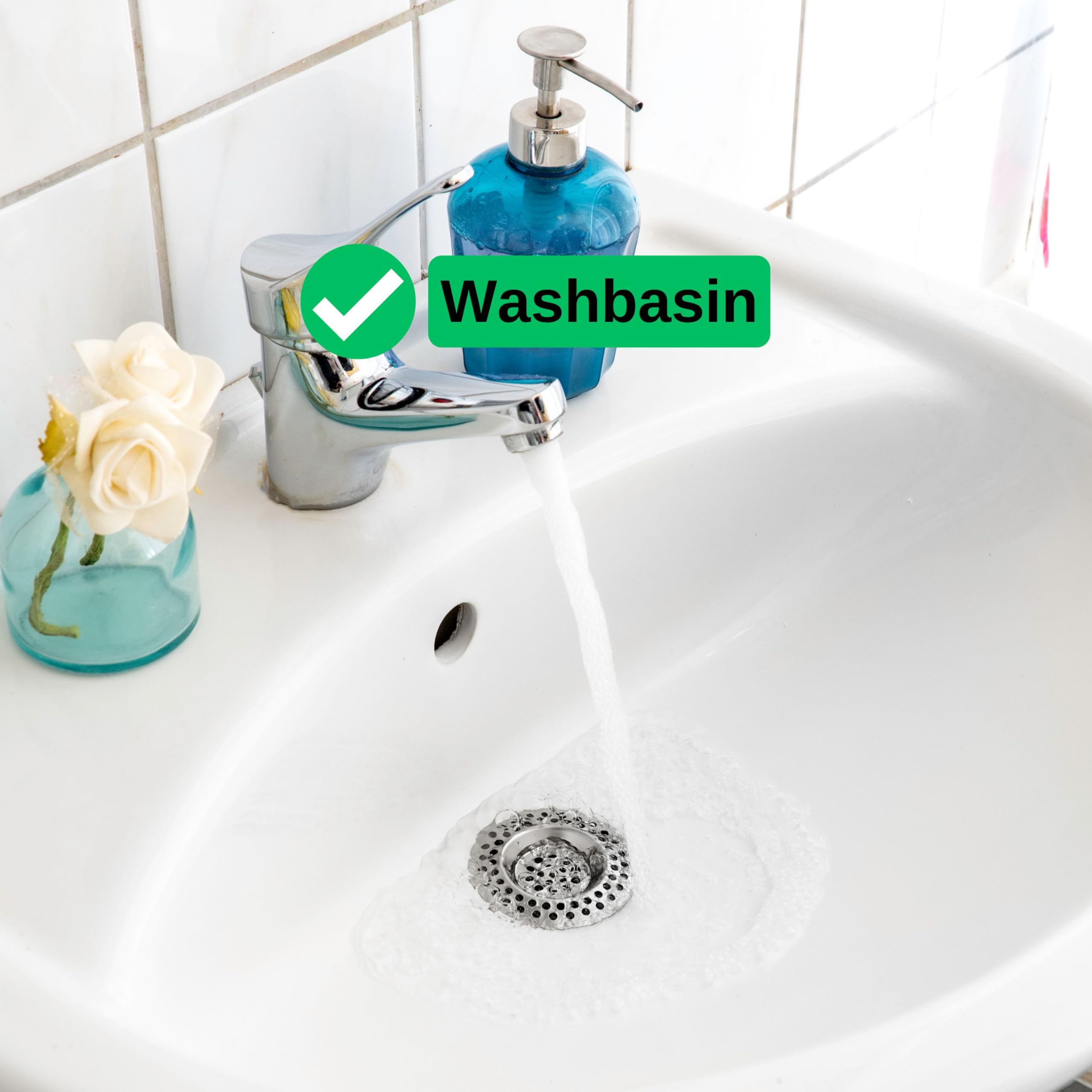 Sitko odpływowe z nierdzewnej stali, 3 sztuki, Ø70, 42 wewnątrz, 9,5 wystaje, do zlewozmywaka kuchennego, umywalki, brodzika, wanny