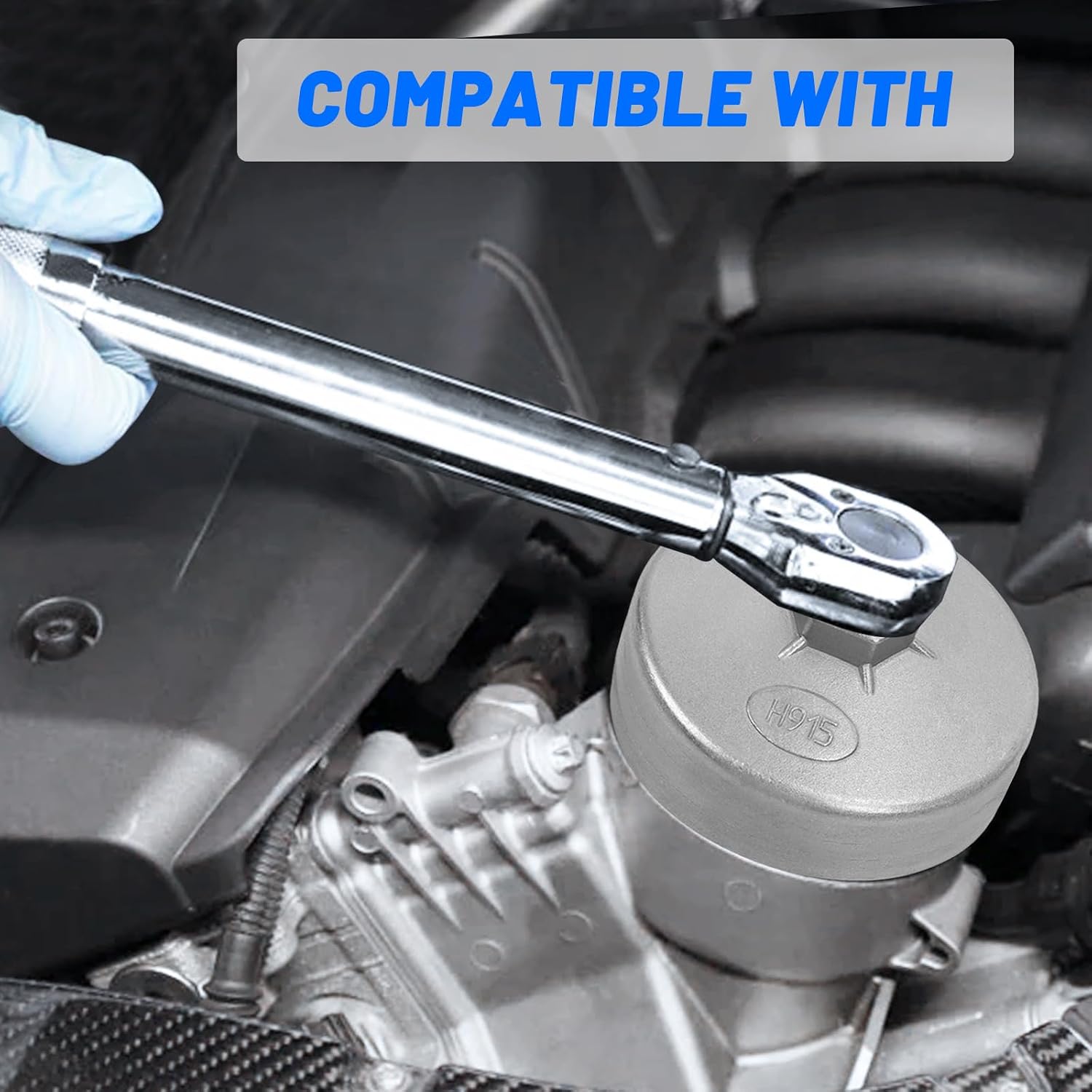 92mm Oil Filter Wrench: 15 Flutes Oil Filter Removal Tool Compatible with ACDelco PF25/ PF35/ PF454 Wix 51372XP/ 51258 Oil Filter(915)