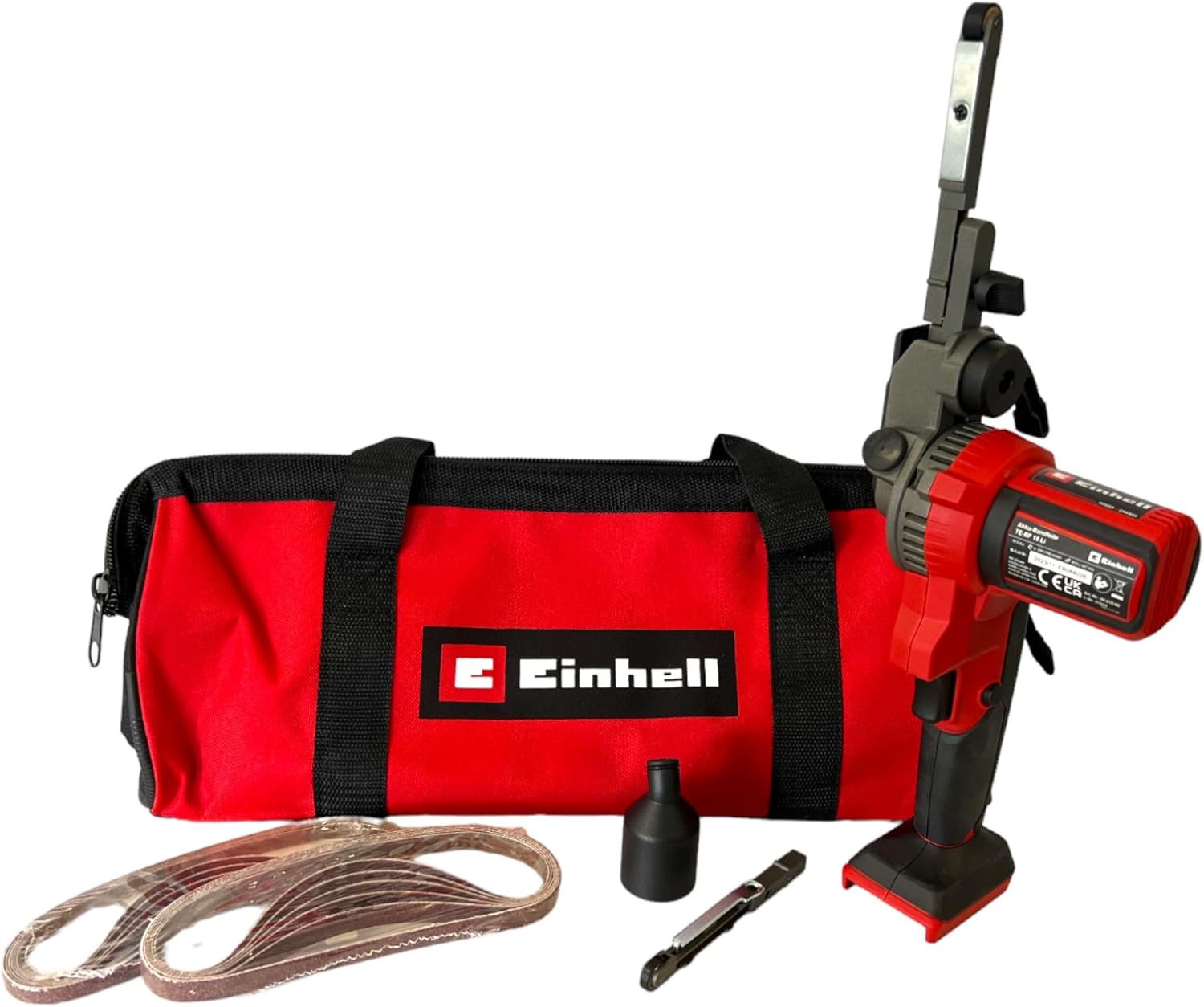 Einhell Battery belt file TE-BF 18 Li-Solo Power X-Change (18 V, speed up to 1700 m/min, 2 sanding arms 9 mm and 13 mm, incl. 12 abrasive belts, without battery)