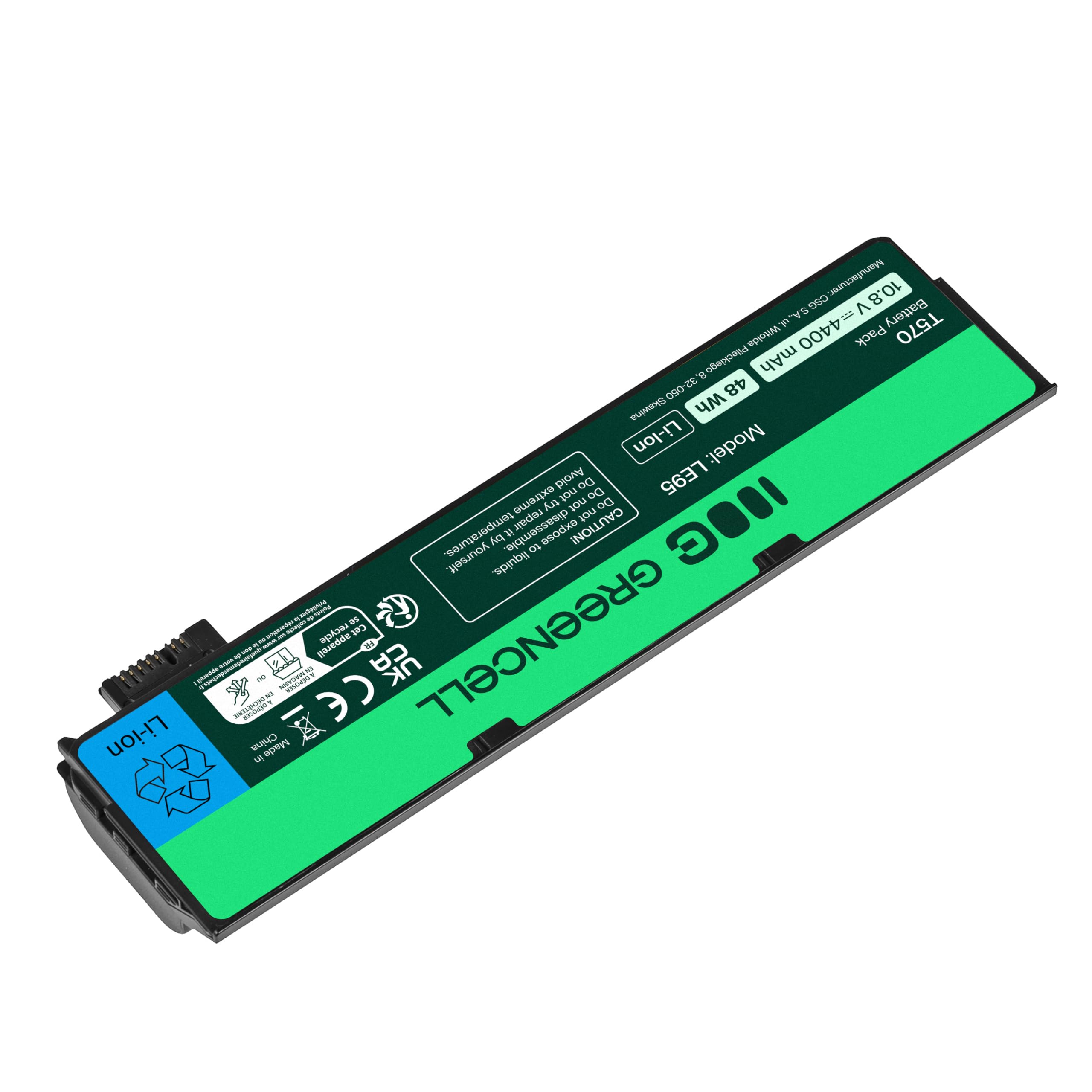 Green Cell 01AV424 SB10K97584 SB10K97585 SB10K97597 4X50M08810 4X50M08812 Laptop Akku für Lenovo ThinkPad T470 T570 A475 P51S T25 (6 Zellen, 4400mAh, 10.8-11.1 V, Farbe Schwarz)
