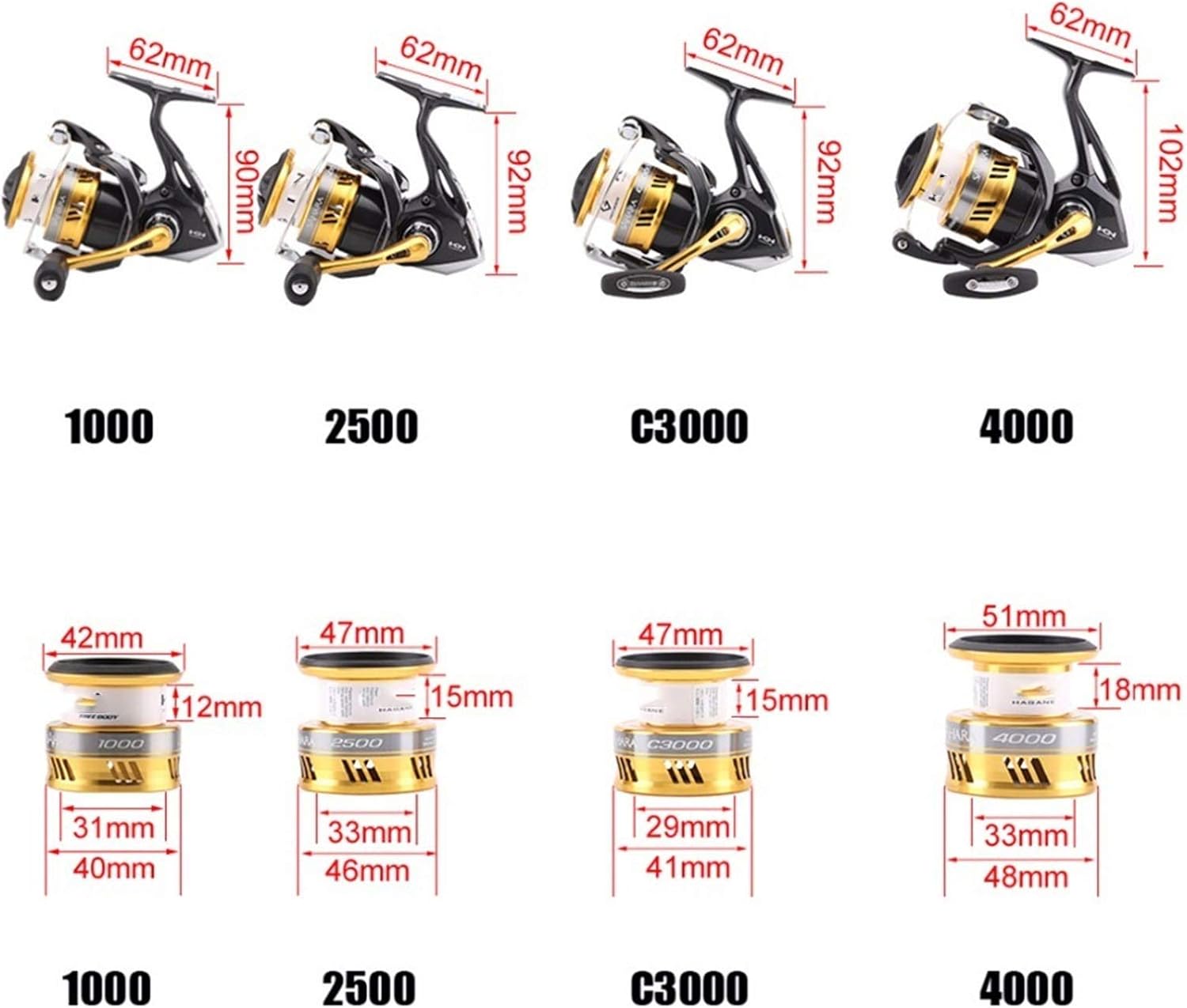 Fishing Reels Spinning Reel 1000 2500 C3000 4000 C5000XG Fishing Reel Gear 5BB X-Ship Saltewater Fishing Tackle for Inshore Boat Rock Freshwater Saltwater