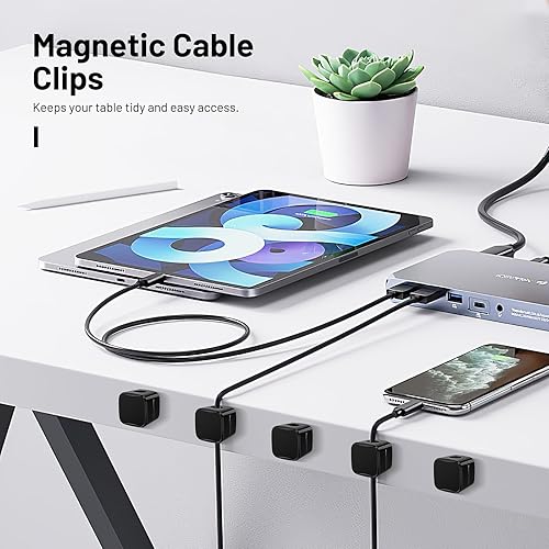 Miniatura 4 de Paquete de 6 organizadores magnéticos para cables, clips magnéticos para cables, organizador de cables, clips adhesivos para escritorio, automóvil,