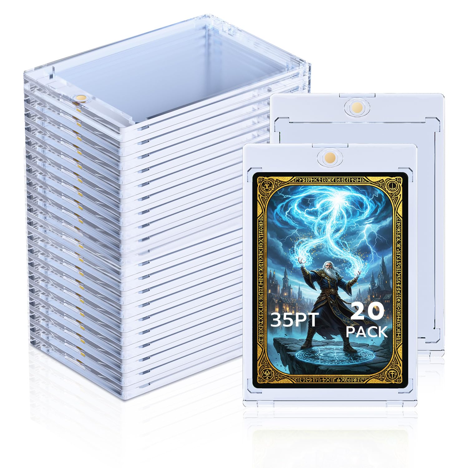Zestaw 20 magnetycznych kart handlowych 35PT, ochrona kart kolekcjonerskich, ochrona przed promieniowaniem UV, uchwyt na karty magnetyczne, do magii, MTG, sportu, baseballu, Blu-ray