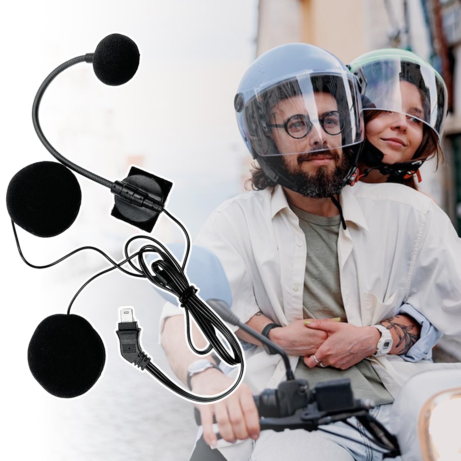 Cuffia interfono per casco – Comunicazione moto per audio | Cuffie impermeabili con microfono e 10 pin, connettore per equitazione di gruppo, viaggi, ciclismo, touring, ragazzi e adulti