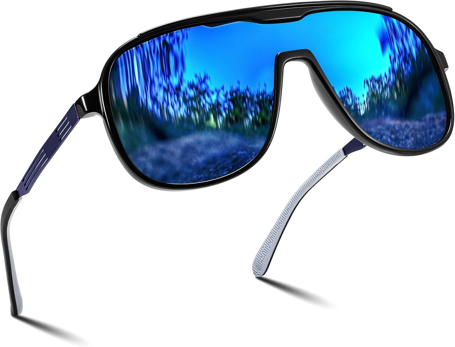 FEISEDY Polarized Sunglasses Men Mirrored One Piece Lens Shades Women Reflective UV Protection Sun Glasses B0277