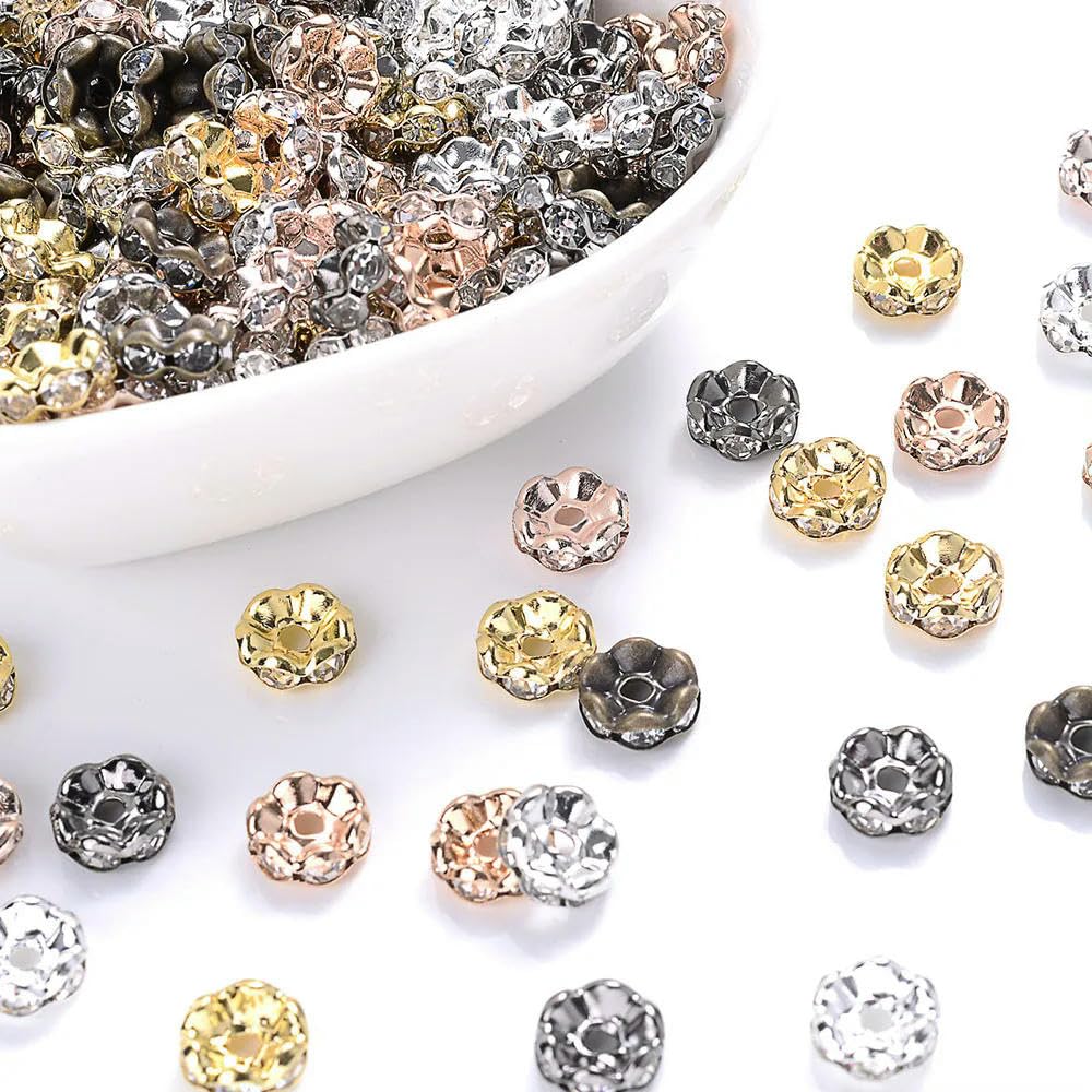 100 perline distanziali per la creazione di bracciali, 12 mm, perline distanziali per la creazione di gioielli, strass colorati scintillanti per braccialetti e penne
