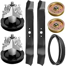 42 Inch Mower Deck Rebuild Kit, Compatible with C ub Cad et LT-1042, H uskee LT-4200, T roy-Bilt Pony 42, MTD, Include 942-0616 Blade 2, 918-04456 Spindle 2, 756-04129 Pulley 2, 954-04060 Belt
