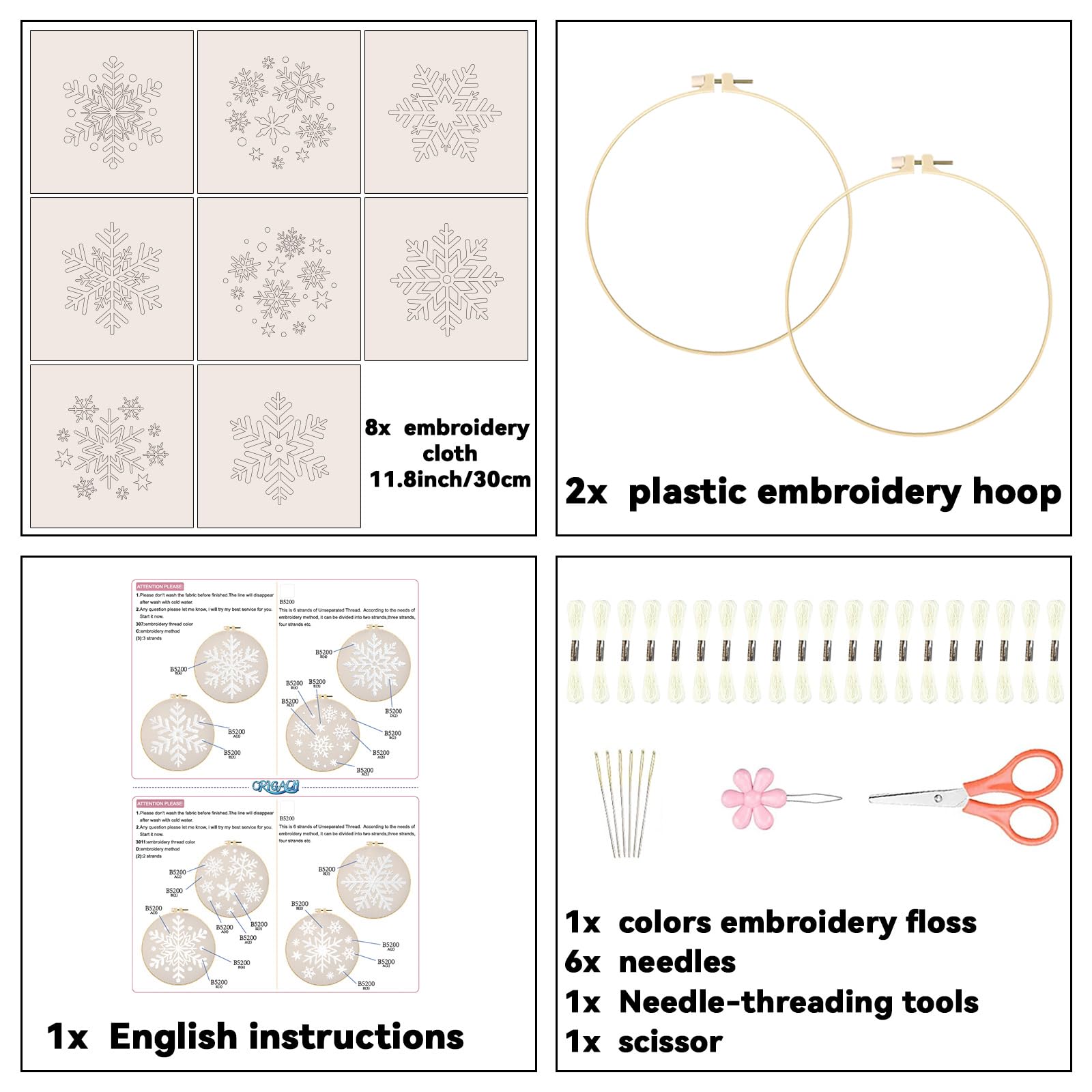 DIY Christmas Embroidery Kit - Snowflake Designs -2