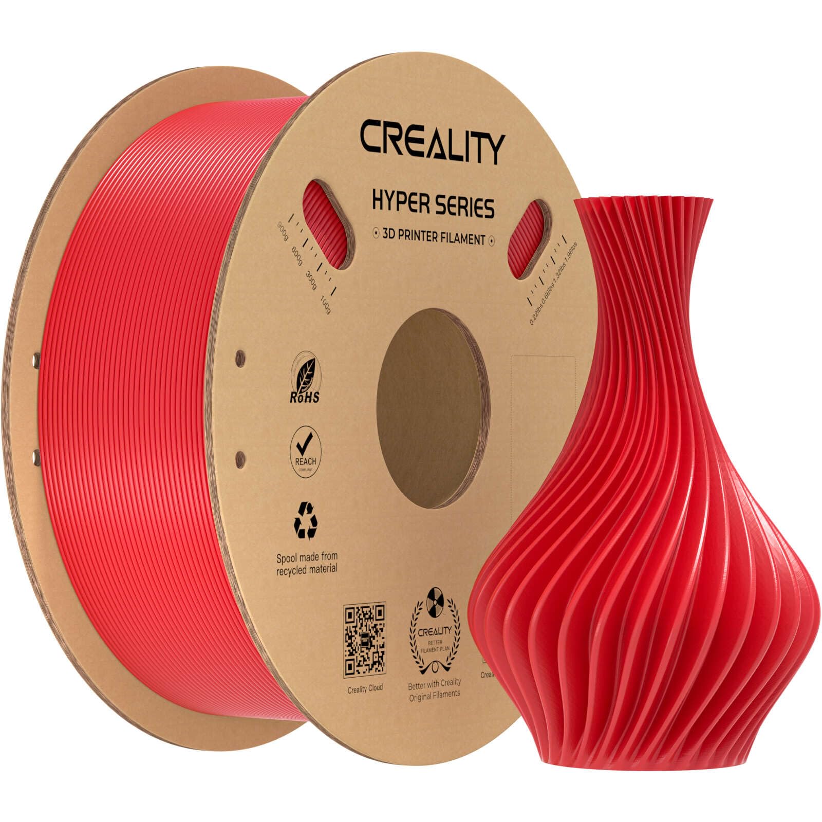 Creality Hyper PLA Filament 1.75mm, Red, 1-Pack, 1KG