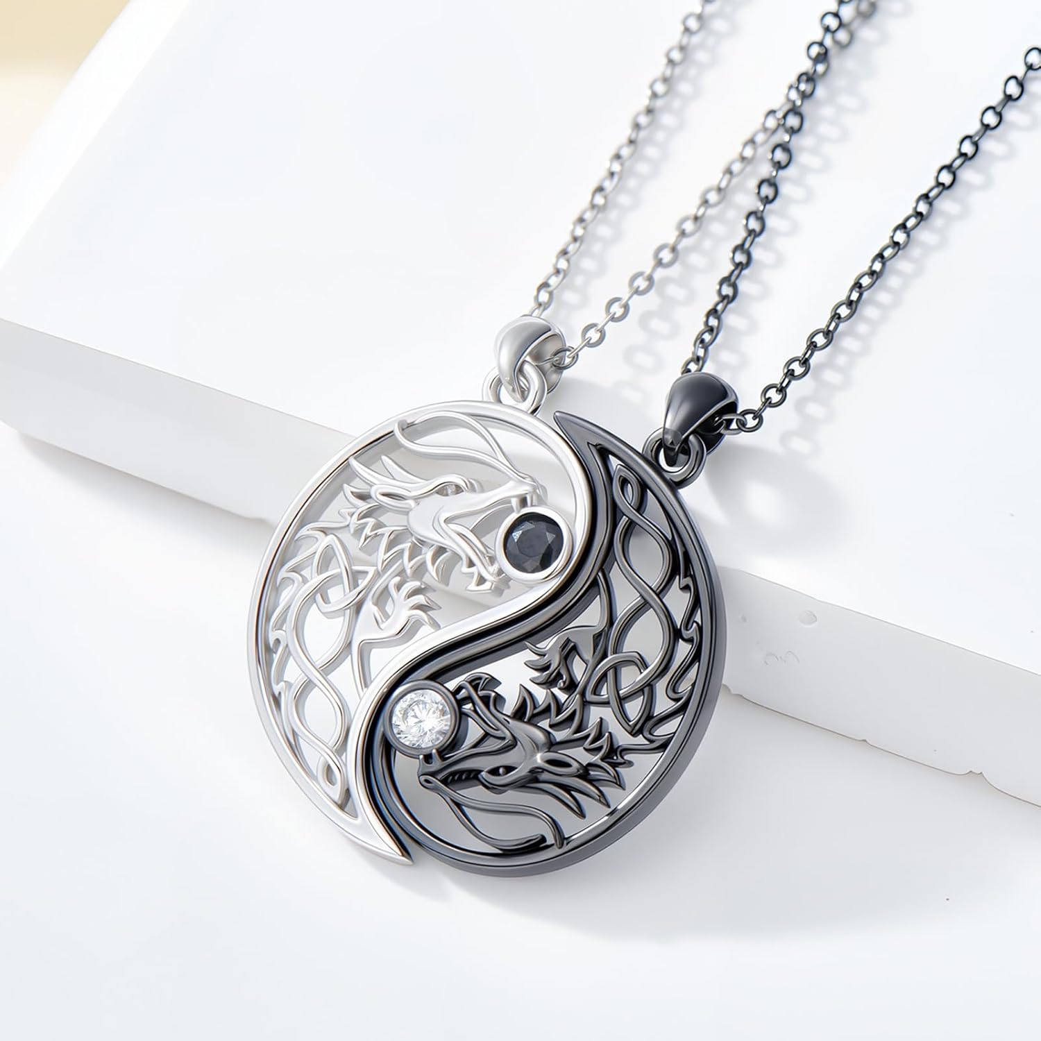 Couple Necklace S925 Sterling Silver for Women Men Mother and Daughter Matching Necklace Jewelry Gifts Birthday Valentine's Day Christmas Thanksgiving - Image 2