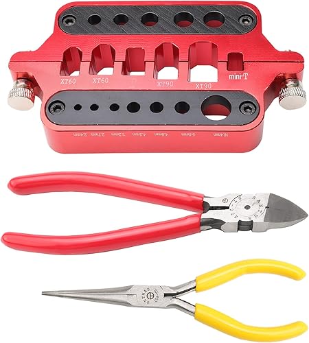 Miniatura 1 de Estación de aislamiento de soldadura de aluminio rojo y alicates de punta de aguja larga y alicates diagonales Jig RC Herramientas para XT60 XT90