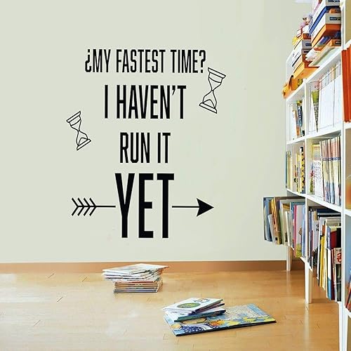 Miniatura 2 de Calcomanía de pared con frase en inglés My Fastest Time I Haven't Run It Yet Track and Field Running Quote para niñas y niños, dormitorio, mente