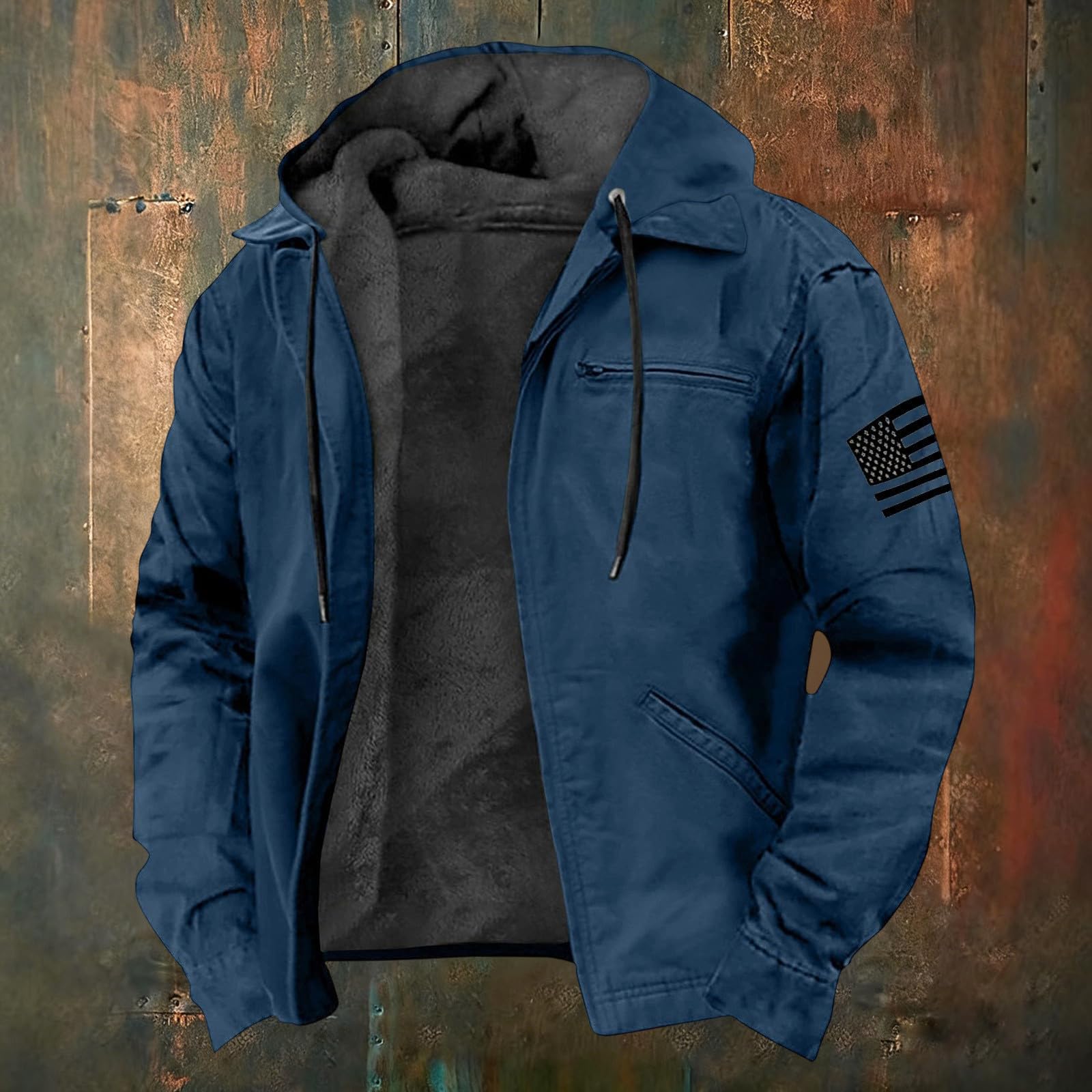 Chaqueta de invierno para hombre, cálida, de entretiempo con cremallera, forro polar, térmica, cortavientos, tallas grandes