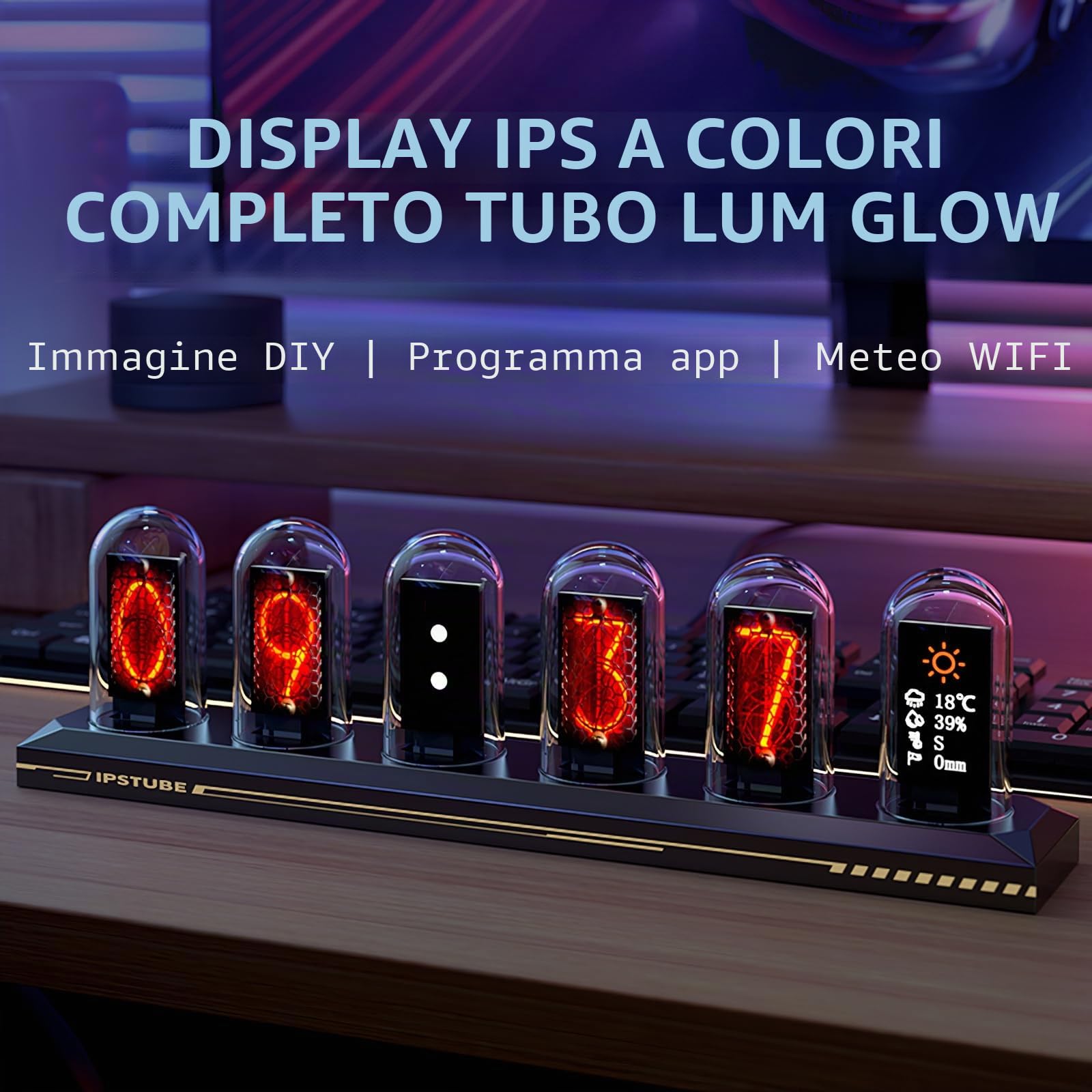 Nixie - Orologio a tubo luminoso, con schermo a colori, per fai da te, analogico, digitale