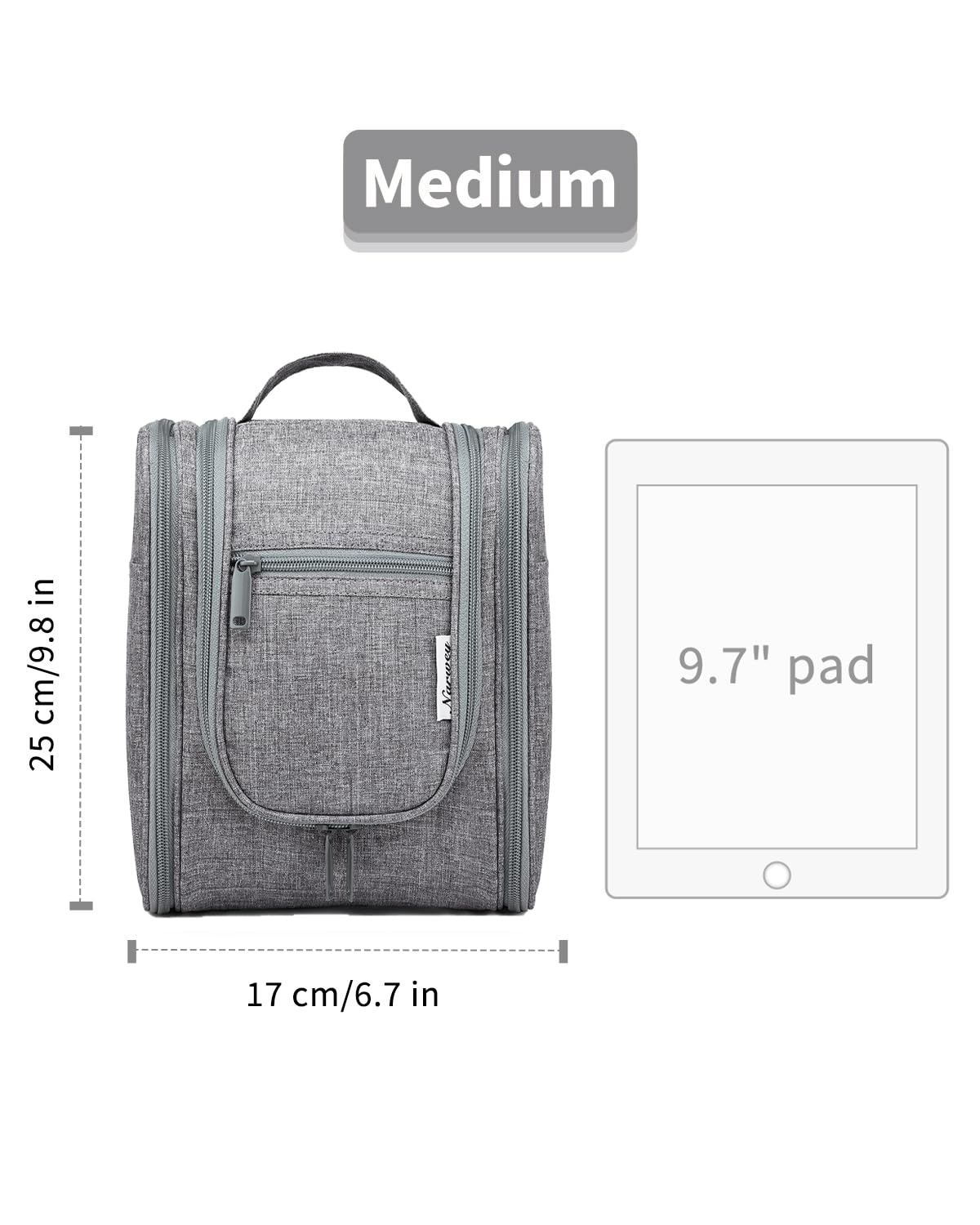 Narwey Travel Hanging Toiletry Wash Bag, Travel Toiletry Bags Toiletries Bag for Women, Washbag Makeup Cosmetic Organiser for Holiday Essentials Accessories (Grey (Small))