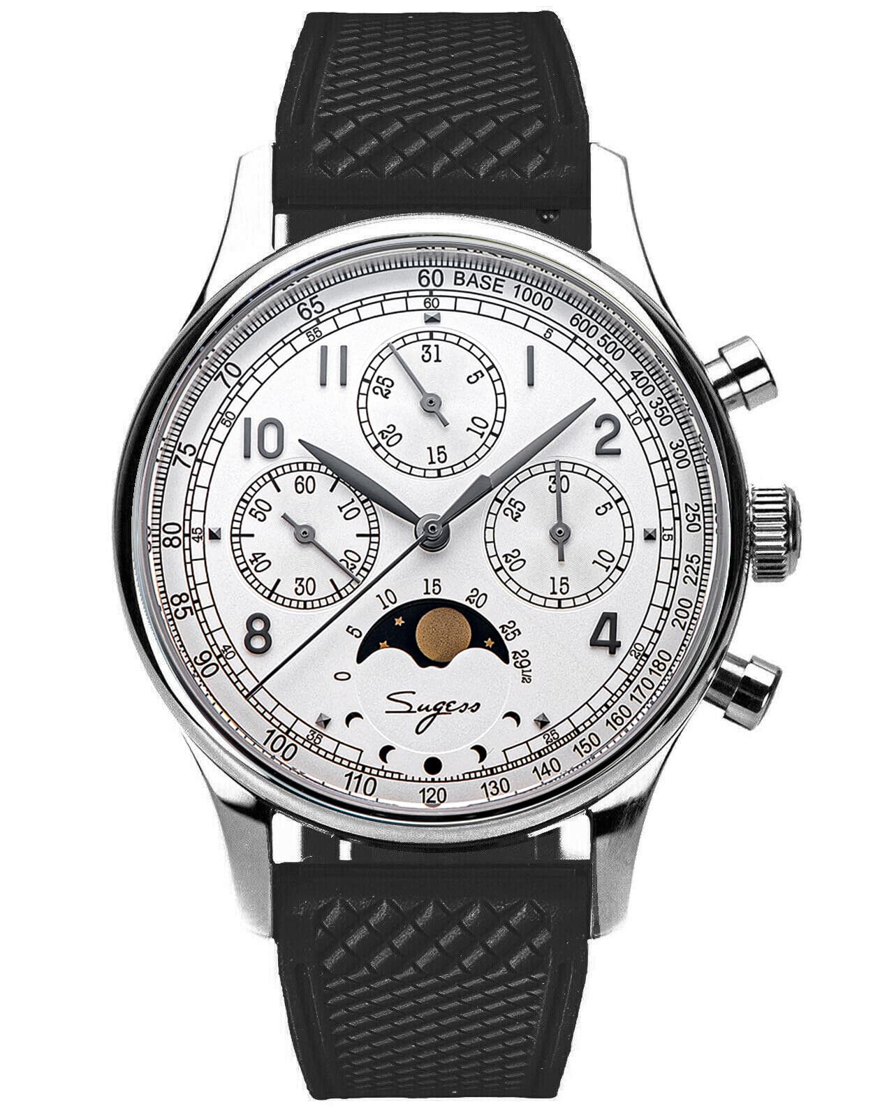 S389-2.01.FK MoonPhase Master Gold Schwanenhals Version Möwe ST1908 Uhrwerk Saphirglas Herren Chronograph Mechanische Herrenuhr 1963 Silber, Silber, Armband