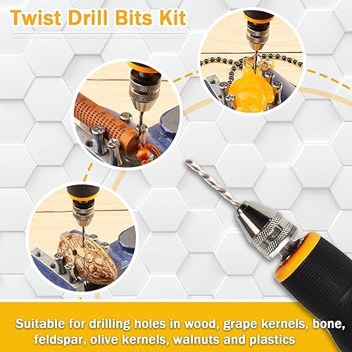 Miniatura 4 de Taladro de mano para fabricación de joyas, herramientas rotativas de perforación de madera, mini taladro de mano con 10 brocas de acero de alta