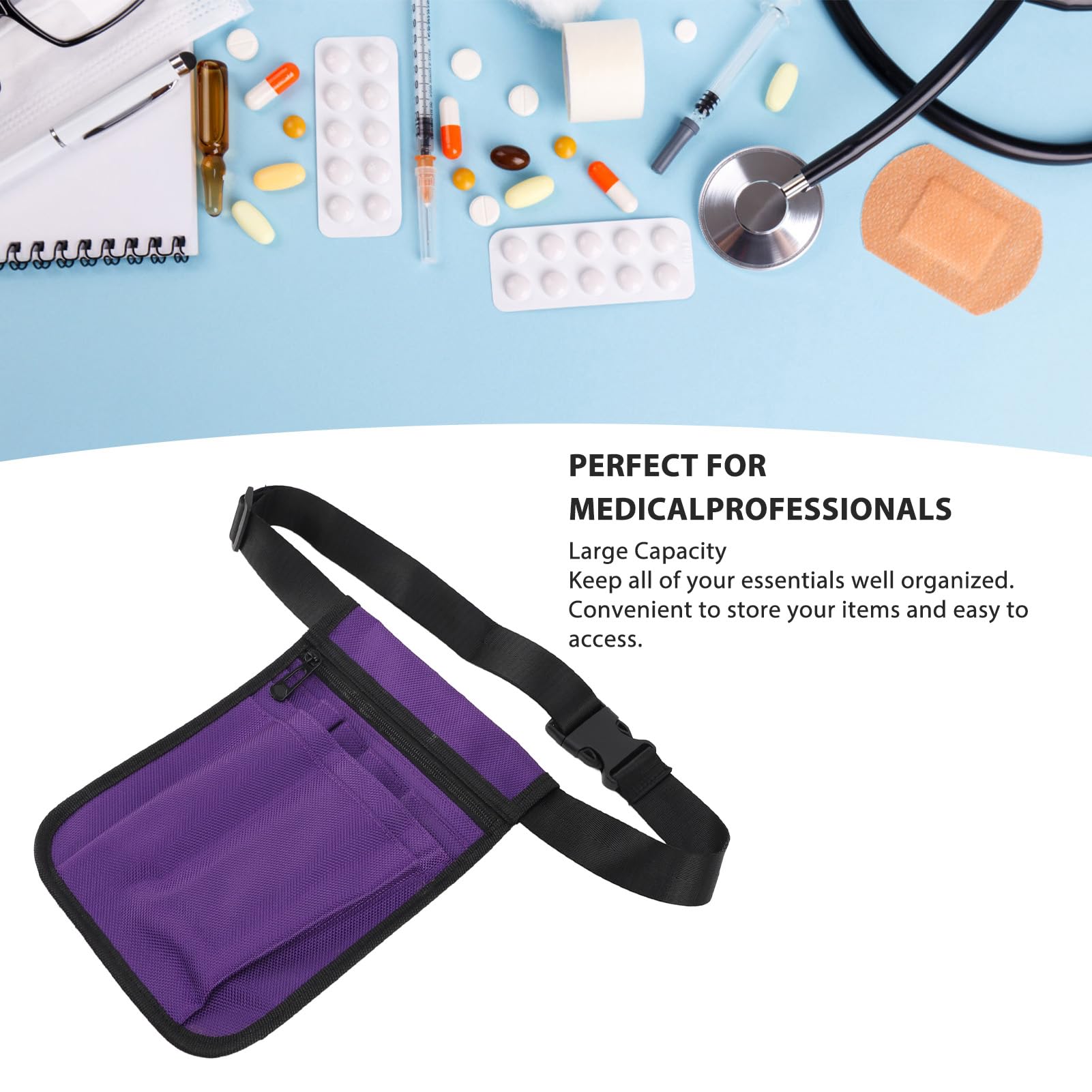 Nurse Fanny Pack, Multi Compartment Medical Gear Pocket Belt Bag Nurse Pouch Waist Bag with Medical Gear Pockets for Stethoscopes Bandage Scissors (A)