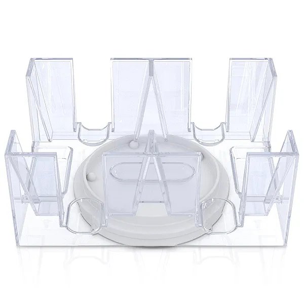Canasta Card Holder - 6 Deck Plastic Revolving Card Game Holder Playing Cards Tray Rotating 360° Organizes Multiple Decks for Canasta, Poker and More | Lightweight, Durable with Smooth Rotation
