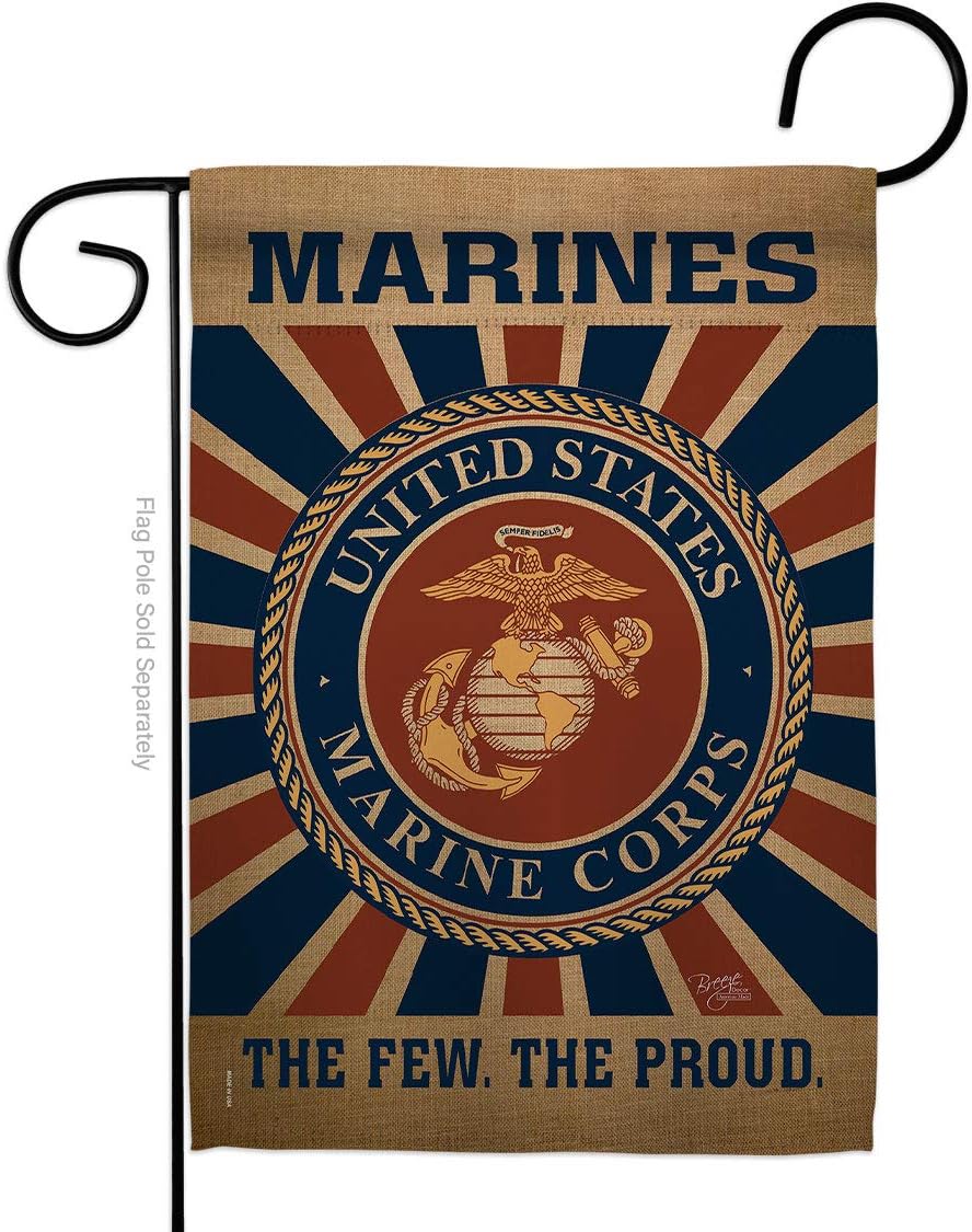 Marine Corps Garden Flag Home Decor Armed Forces Official United State American Decorations Yard Military Memorabilia Banner Remembrance Wall Tapestry Retire Outdoor Veteran Memorial Day Gifts Made In USA
