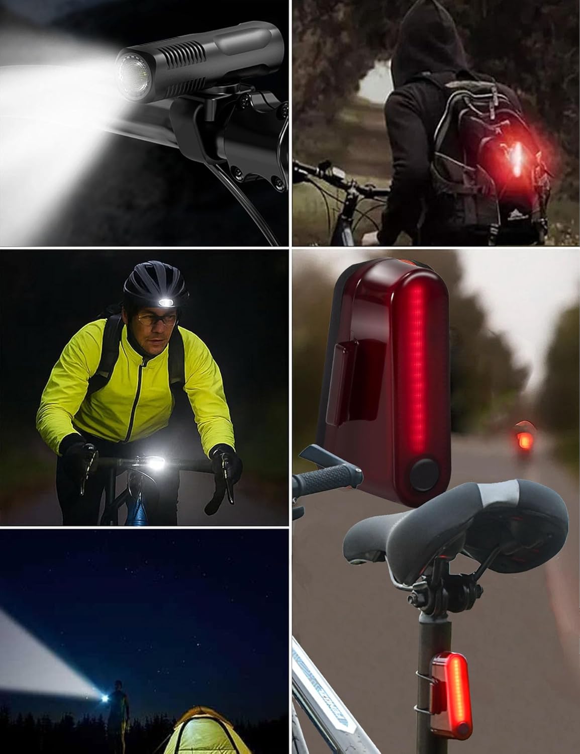 Bike Lights Front and Back Set, 8+5 Modes USB-C Rechargeable Bicycle Headlight and Tail Light, IP64 Waterproof LED Safety Lights for Night Riding, Road & Mountain Cycling Accessories, Easy to Install - Image 8