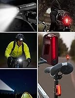 Vista 8 de Juego de luces delanteras y traseras para bicicleta, 8+5 modos USB-C recargables para bicicleta y luz trasera, luces LED de seguridad impermeables