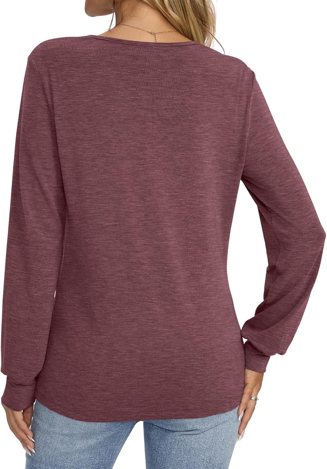 Womens V Neck Long Sleeve Shirts Henley Dressy Casual Tops Loose Fit Trendy Tees Fall T Shirts Outfits 2025 - Image 5