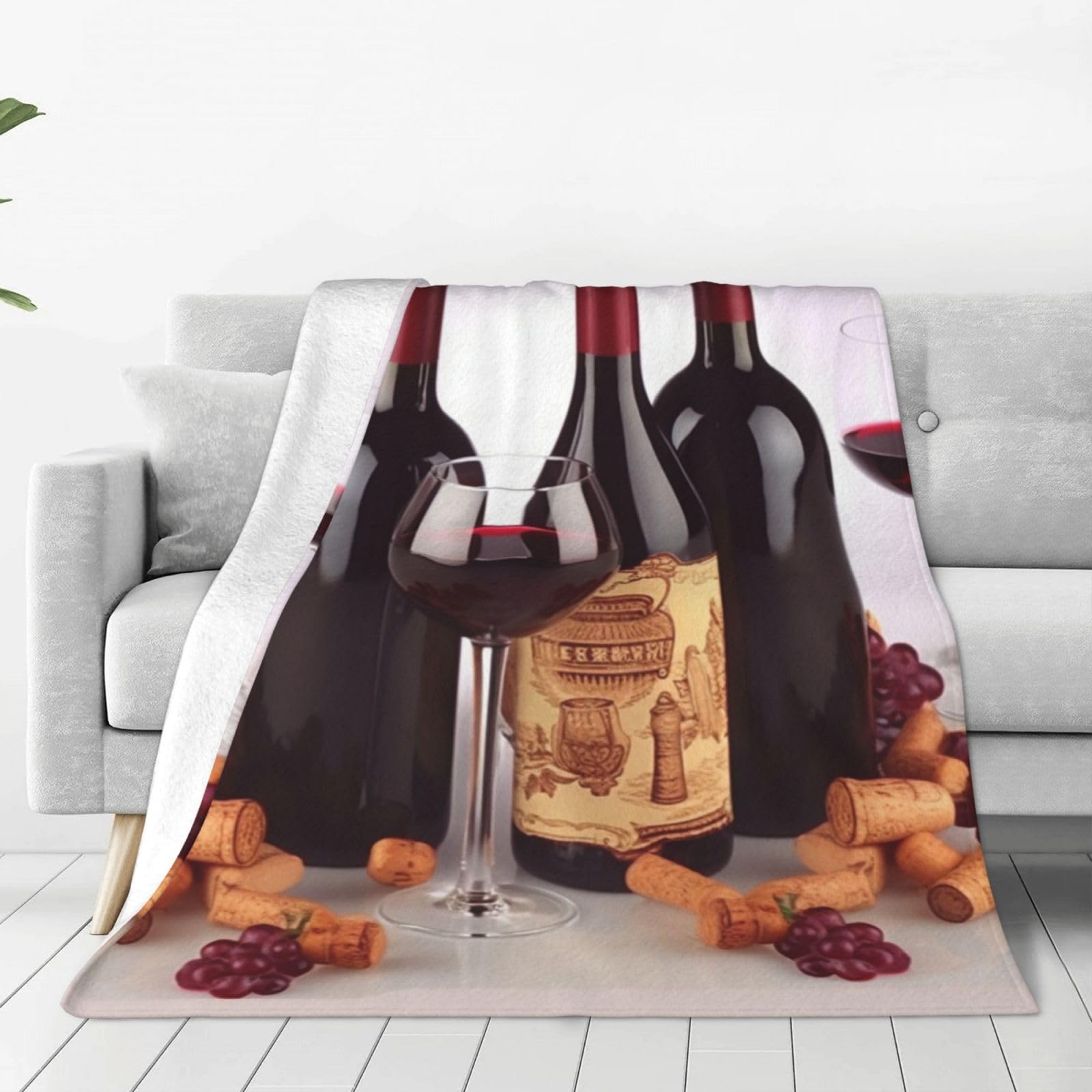 Couverture en flanelle motif vin rouge 203x152 cm pour lit