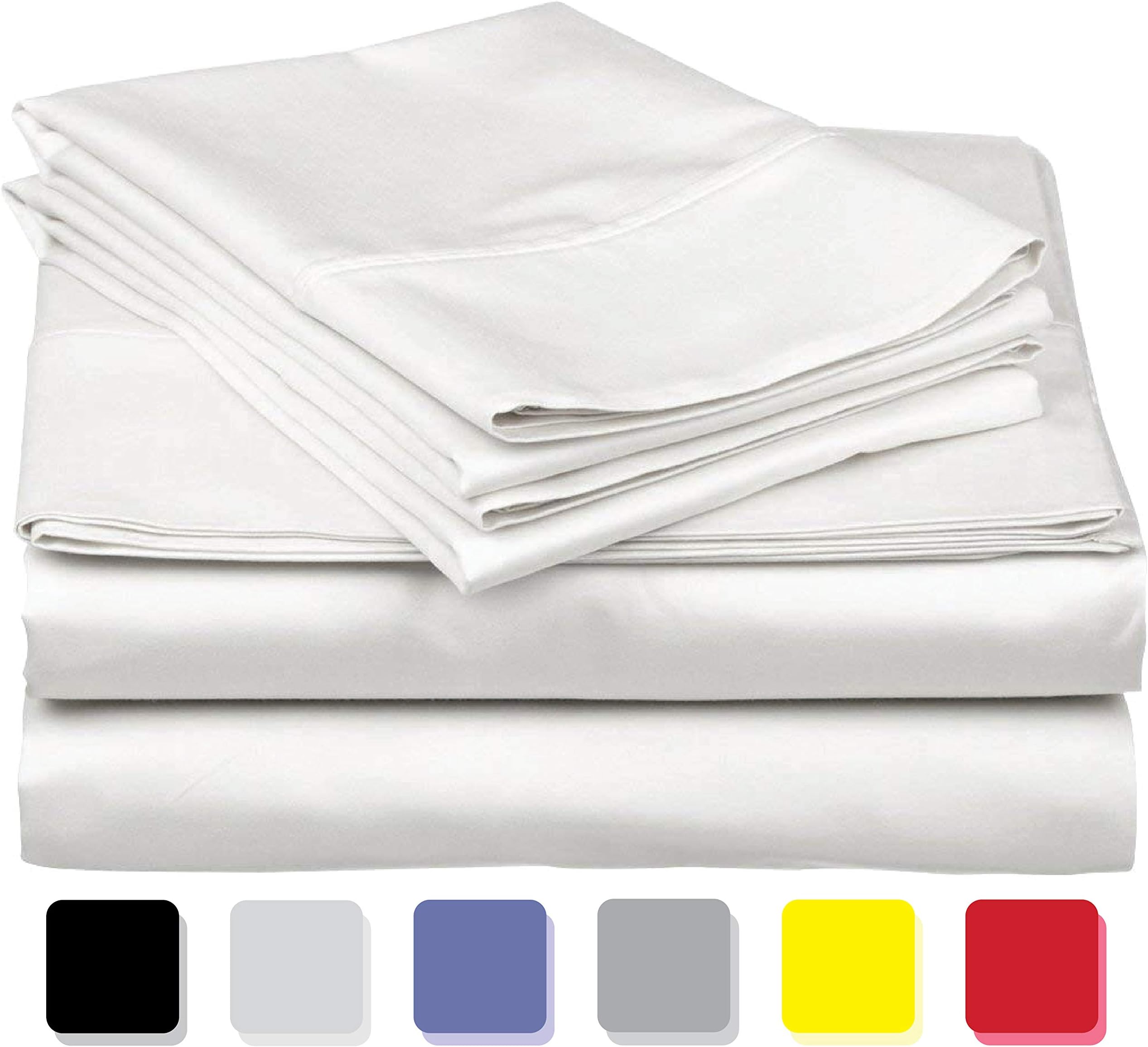 Five Elements 400-Thread-Count 100% Cotton Sheets Set Pure White King, 4-Piece Extra Long-Staple Luxury Hotel Best Bedding Bed Sheet, Soft & Silky Sateen Weave, Fits Mattress Upto 18'' Deep Pocket
