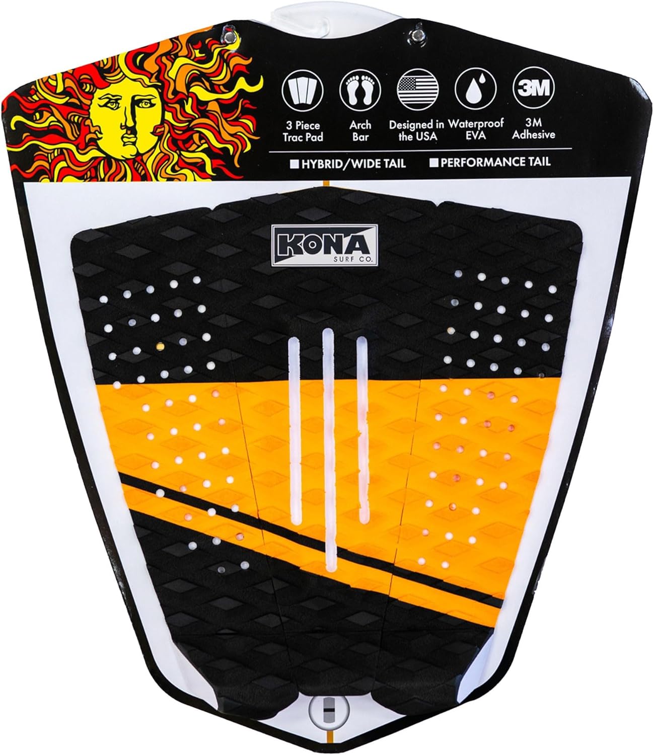 Stomper 3-Piece 3-Piece High Traction Trac Pad with 3M Adhesive for Surfboards and Skimboards