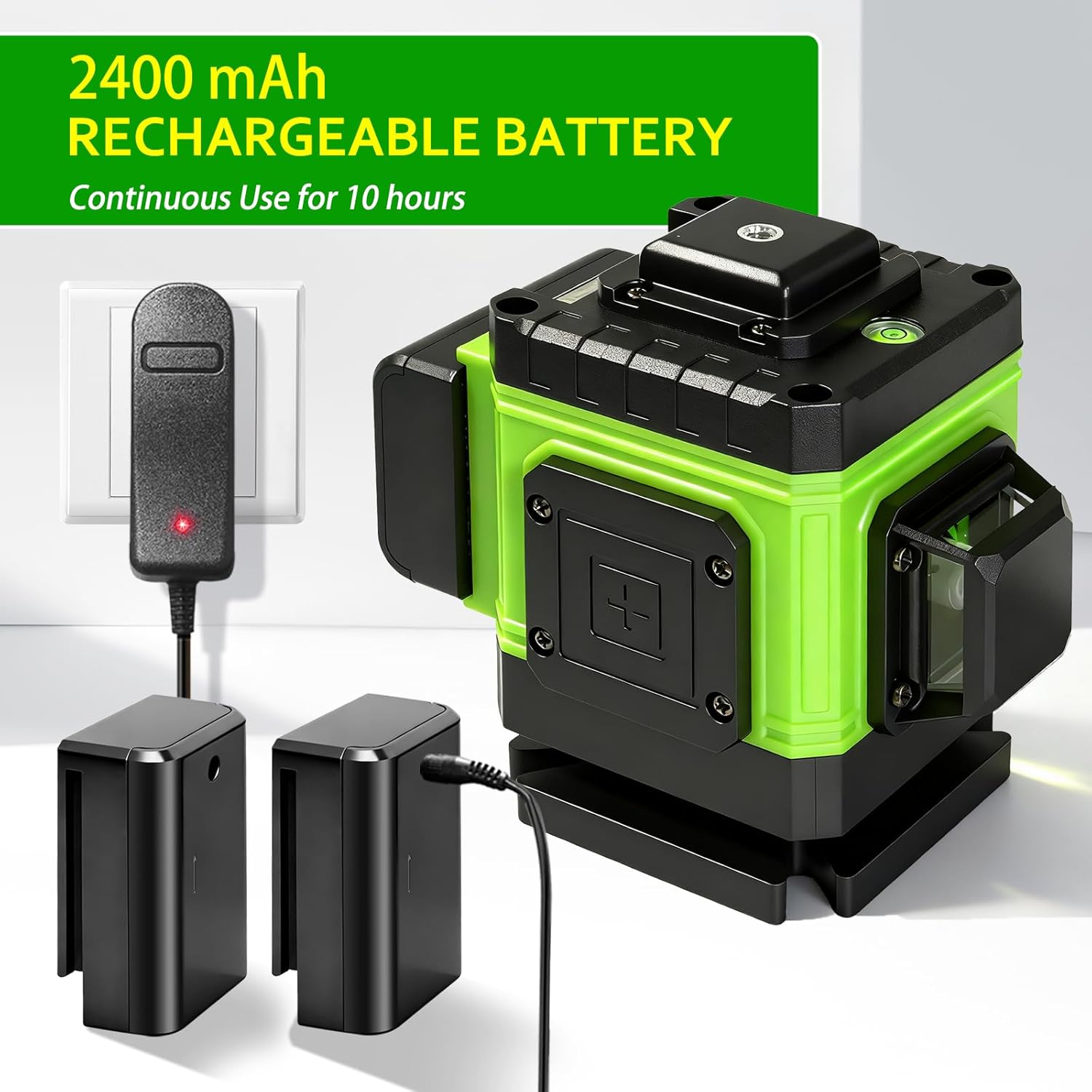 Laser Level - Laser Level 360 Self Leveling, 2D Lazer Leveler Tool Green Cross Line Laser Level for Picture Hanging, Ground Leveling, Measuring, Construction